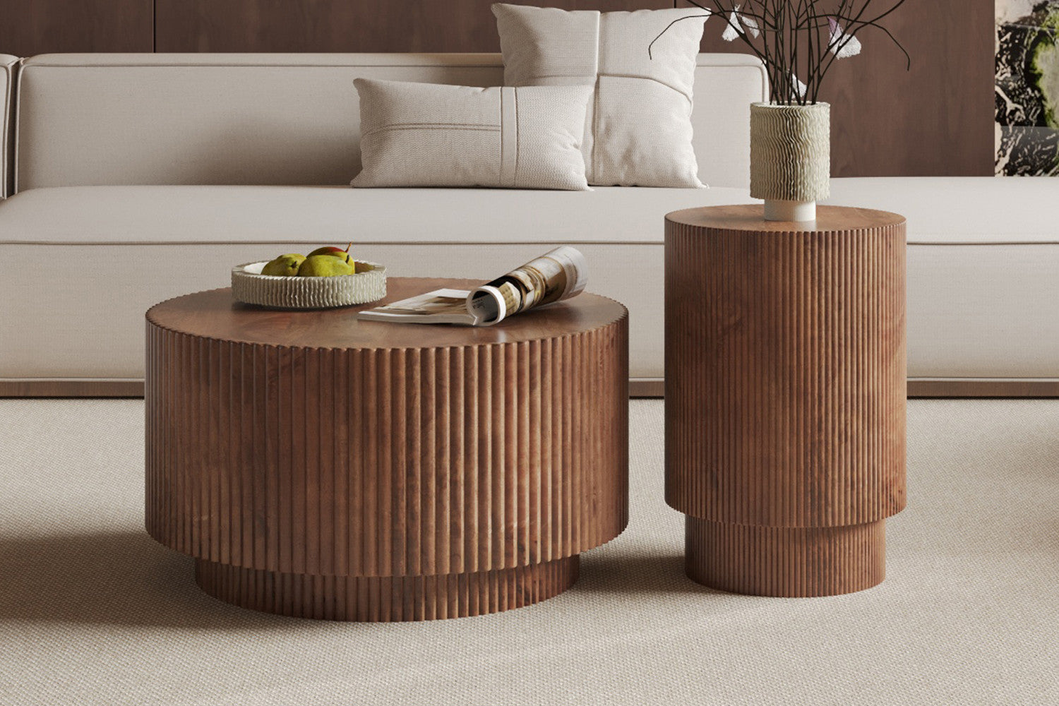 Rousseau - Table d'appoint Victor Manguier Marron clair - 48x35x35 cm