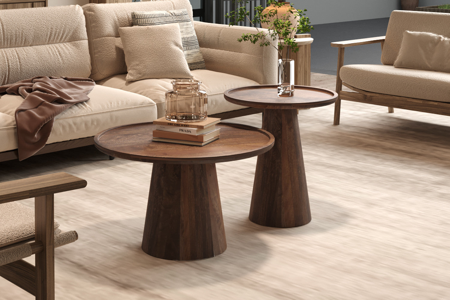 Rousseau - Table basse Jules 45x50 cm Ronde Manguier Marron clair - 50x45x45 cm