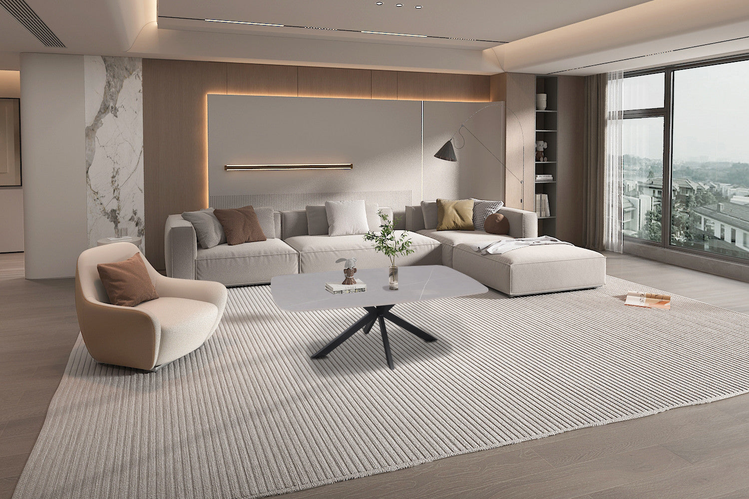 Rousseau - Salontafel Apollo 130 cm Deens Ovaal Steen Grijs - 45x130x70cm