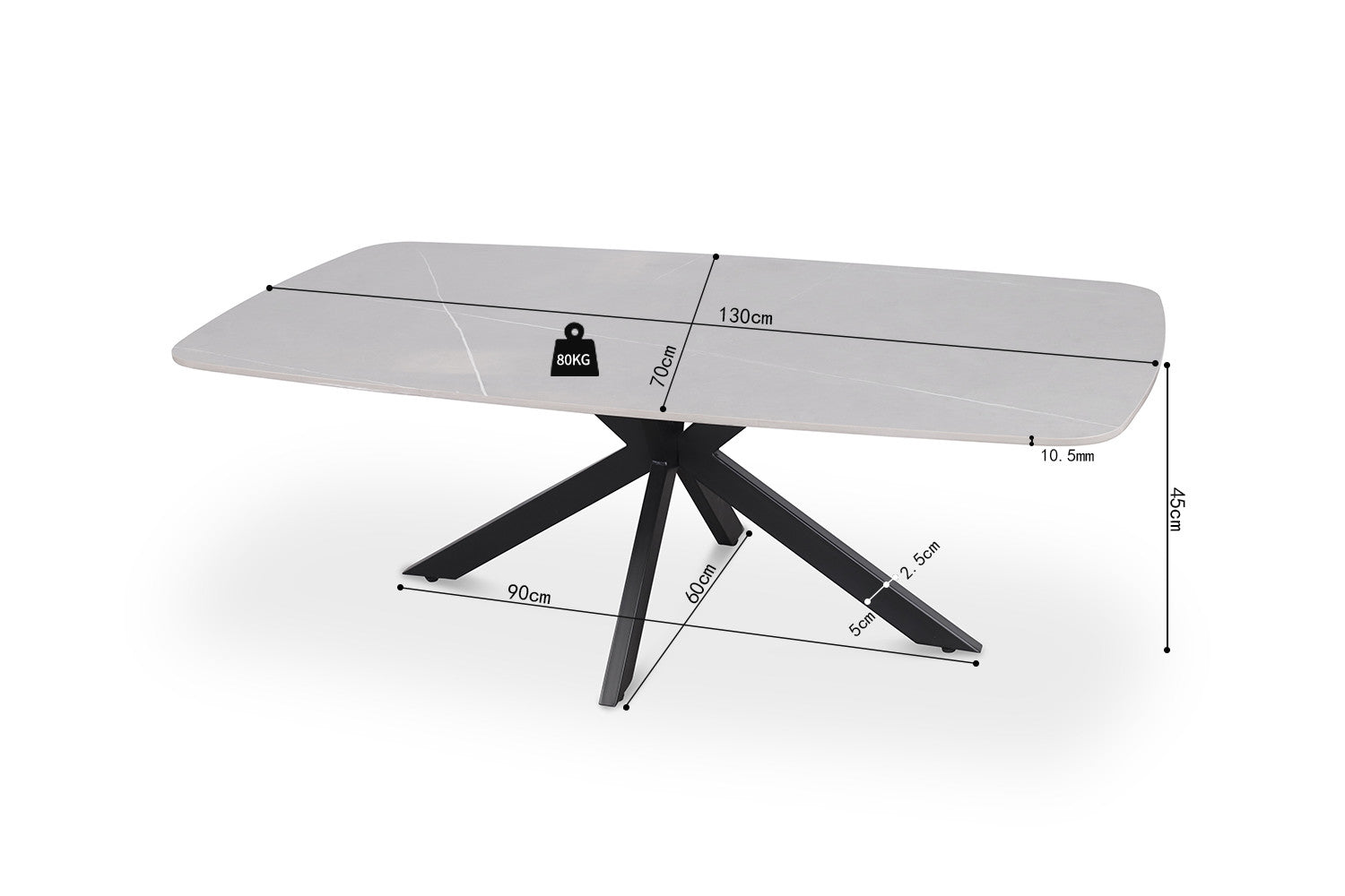 Rousseau - Salontafel Apollo 130 cm Deens Ovaal Steen Grijs - 45x130x70cm