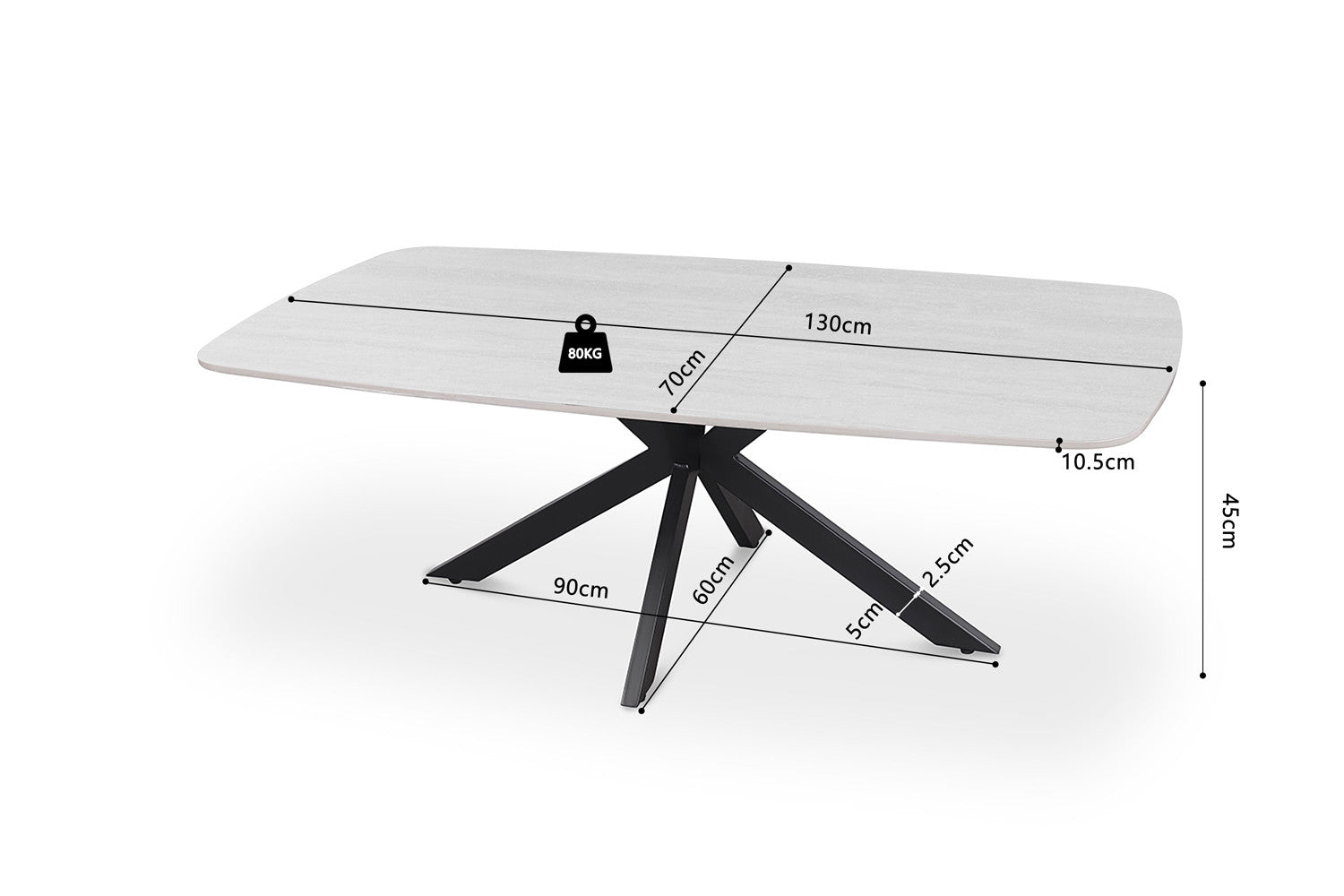 Rousseau - Salontafel Apollo 130 cm Deens Ovaal Steen Baroque Grijs - 45x130x70cm