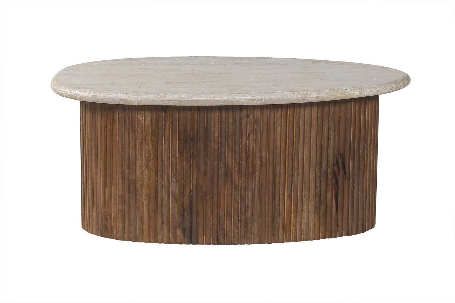Rousseau - Salontafel Louis 90 cm Mango hout met Travertin Beige - 40x90x55 cm