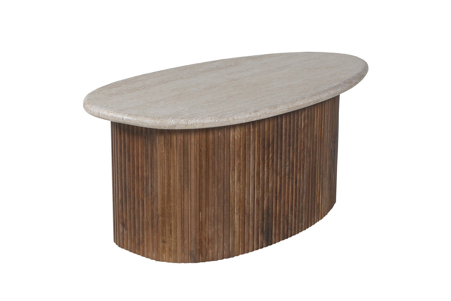 Rousseau - Salontafel Louis 90 cm Mango hout met Travertin Beige - 40x90x55 cm