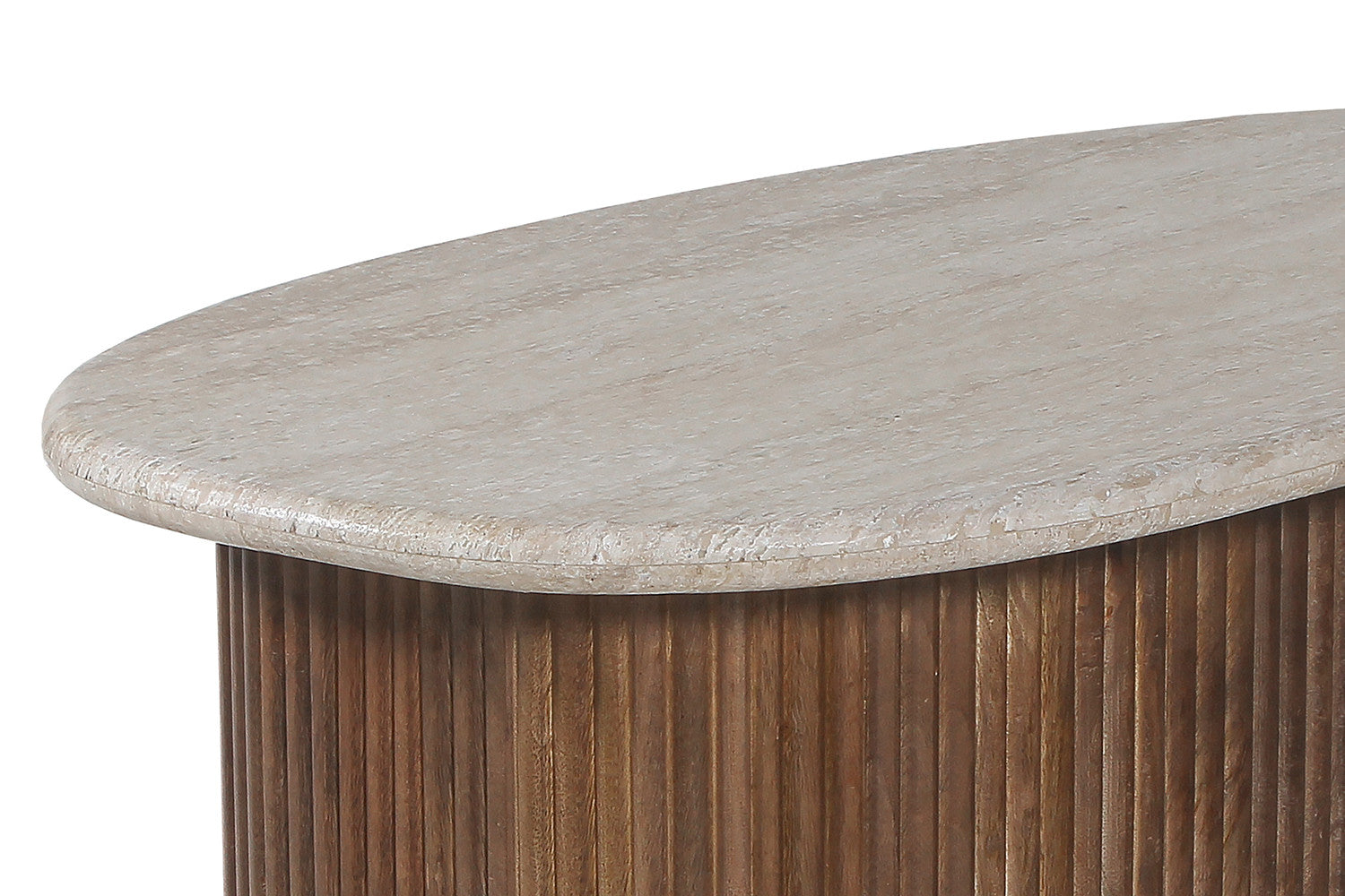 Rousseau - Salontafel Louis 90 cm Mango hout met Travertin Beige - 40x90x55 cm