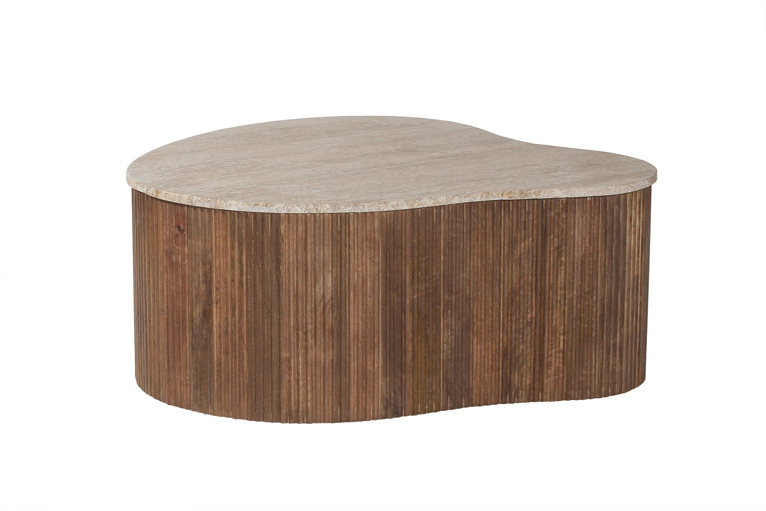 Rousseau - Salontafel Paul 83 cm Mango hout met Travetin Beige - 34x83x72 cm