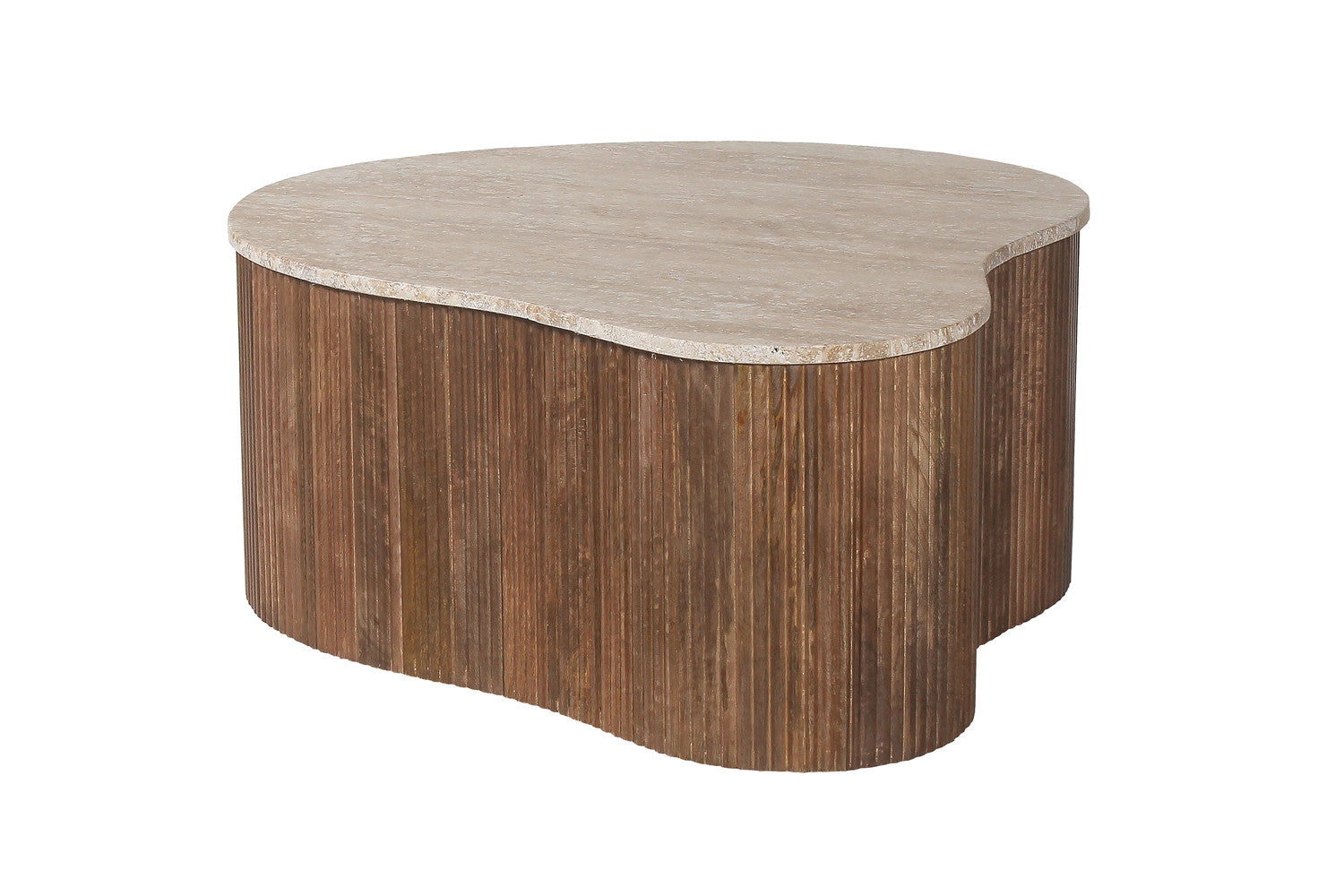 Rousseau - Salontafel Paul 83 cm Mango hout met Travetin Beige - 34x83x72 cm