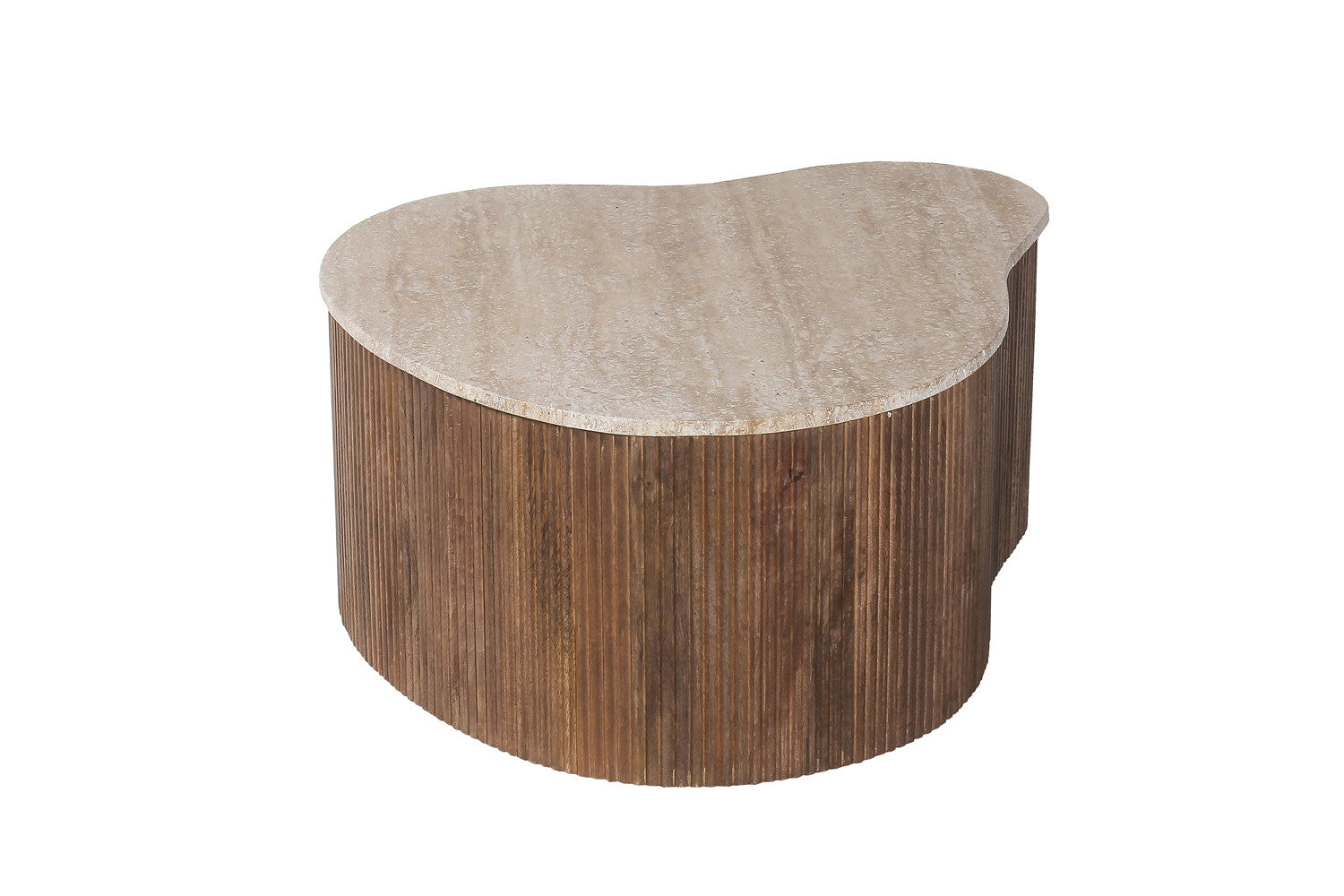 Rousseau - Salontafel Paul 83 cm Mango hout met Travetin Beige - 34x83x72 cm