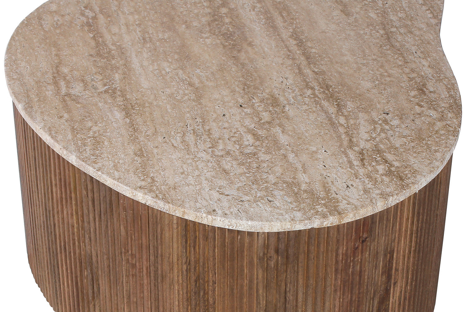 Rousseau - Salontafel Paul 83 cm Mango hout met Travetin Beige - 34x83x72 cm