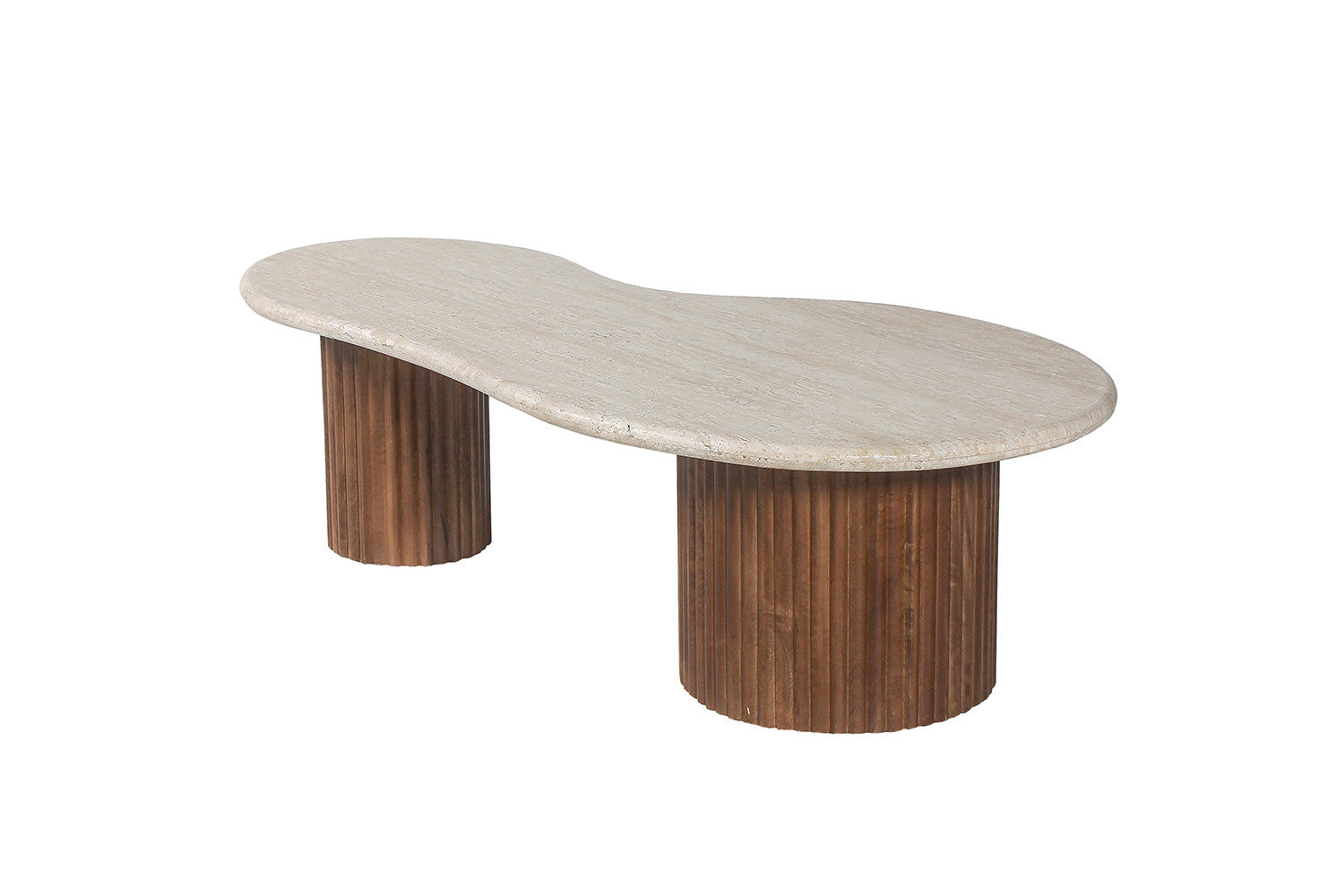 Rousseau - Salontafel Marlon 120 cm Mango hout met Travertin Beige - 40x120x60 cm