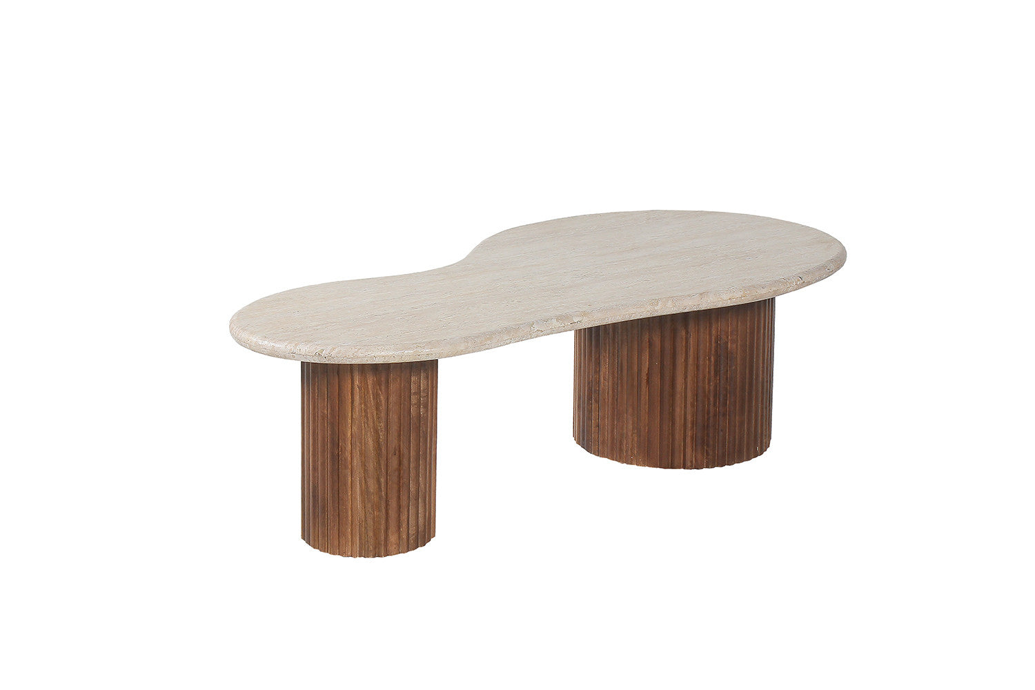 Rousseau - Salontafel Marlon 120 cm Mango hout met Travertin Beige - 40x120x60 cm
