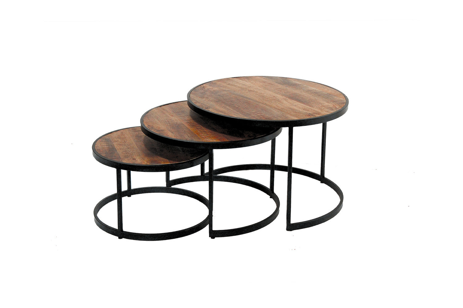 Rousseau - Salontafel Lennox 3-delig Mango hout - 45x70x70cm