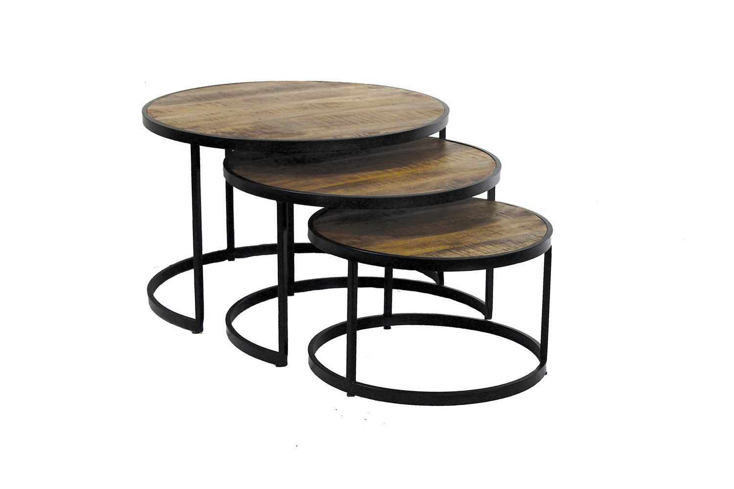 Rousseau - Salontafel Lennox 3-delig Mango hout - 45x70x70cm