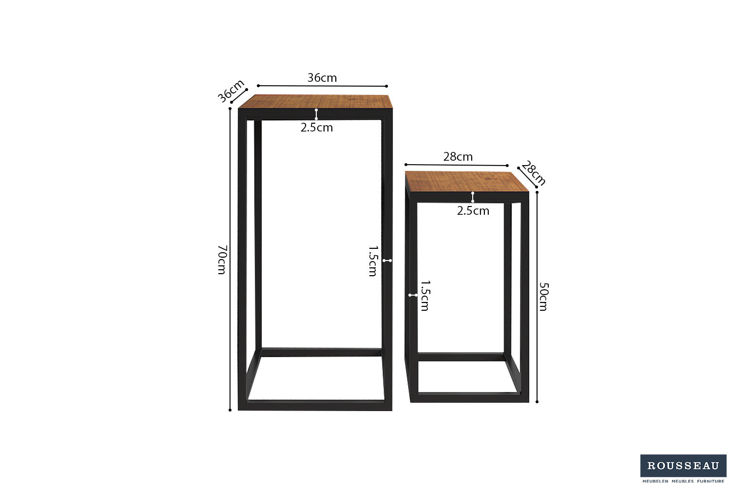 Rousseau - Table d'appoint Madeira 2 pièces Bois de manguier - 70x36x36cm