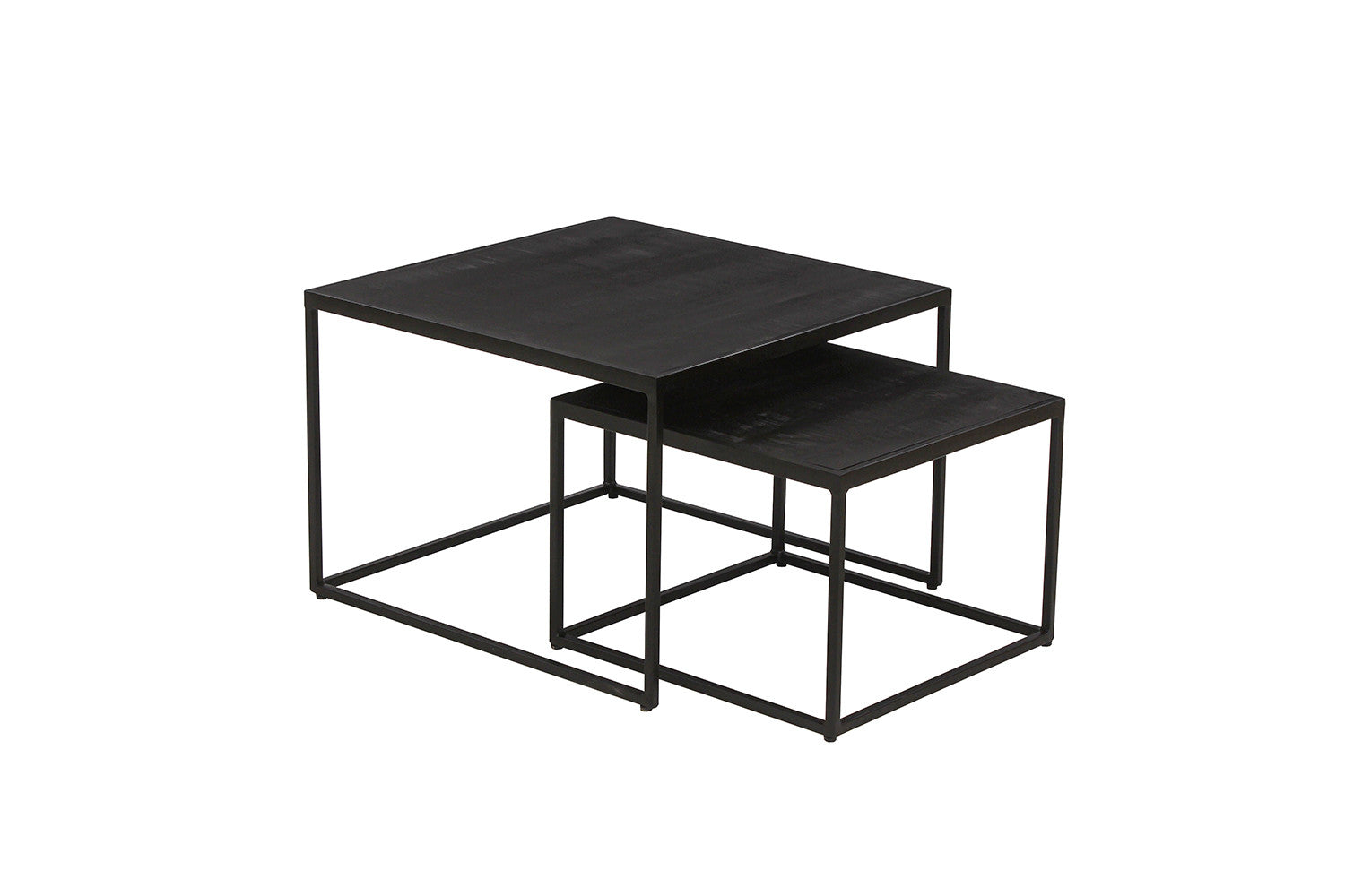 Rousseau - Salontafel Quinn 2-delig Mango hout Zwart - 45x65x65cm