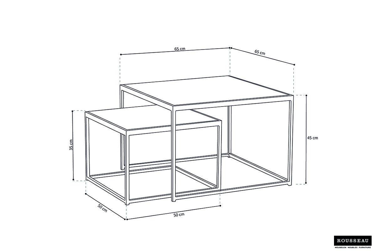 Rousseau - Table basse Quinn 2 pièces en manguier - 45x65x65cm