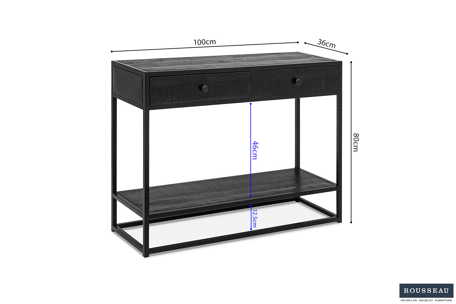 Rousseau - Console Ace Manguier Noir - 80x100x36 cm