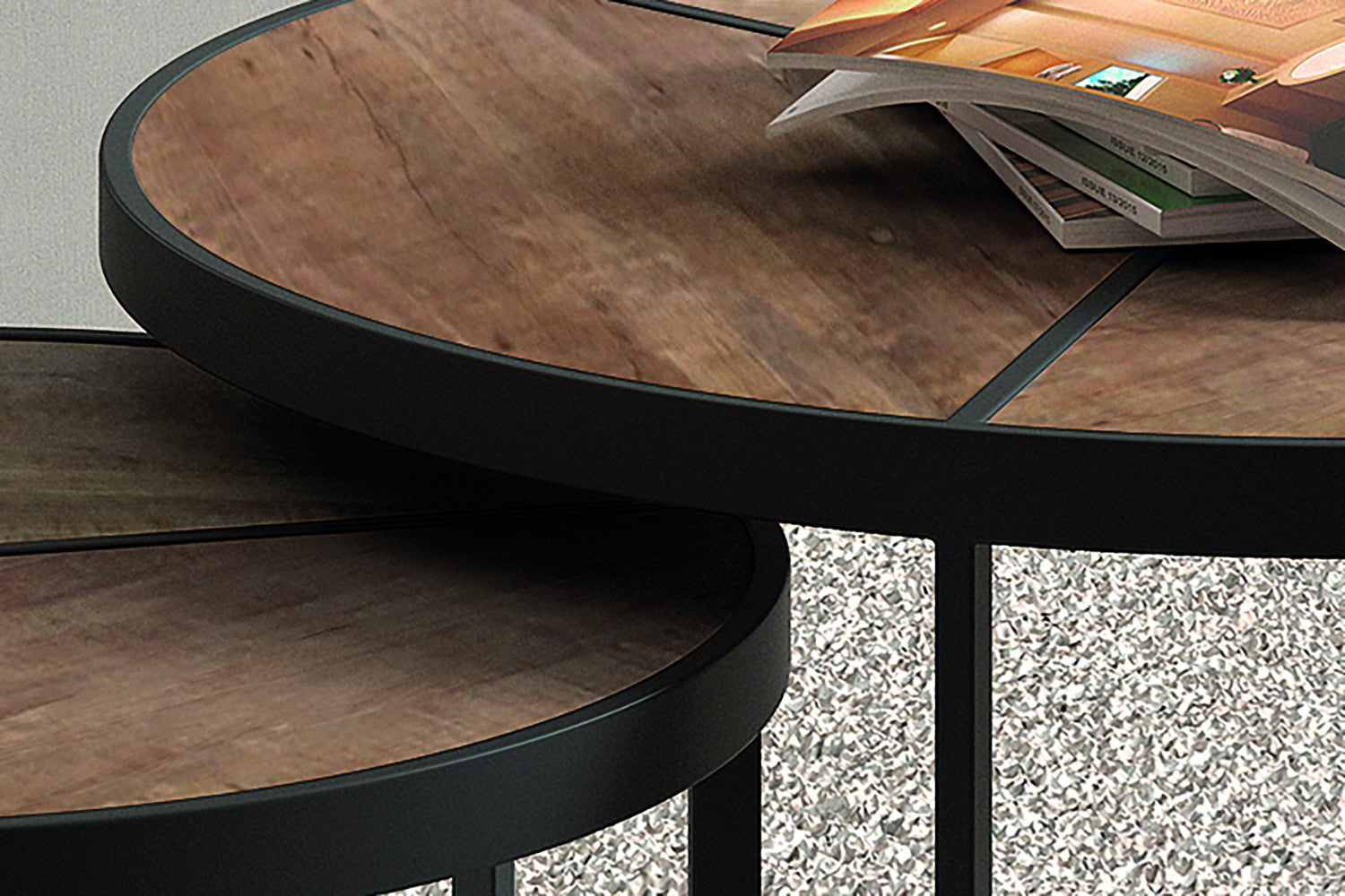 Rousseau - Salontafel Laveu 2-delig Mango hout - 40x70x70cm