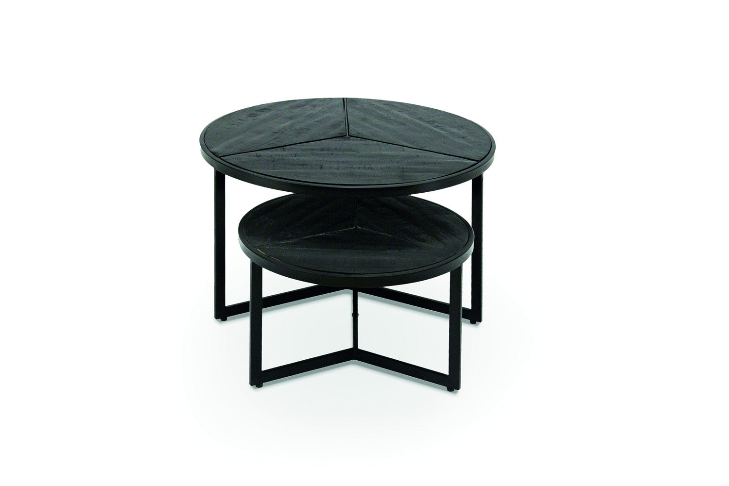 Rousseau - Salontafel Laveu 2-delig Mango hout zwart - 40x70x70cm