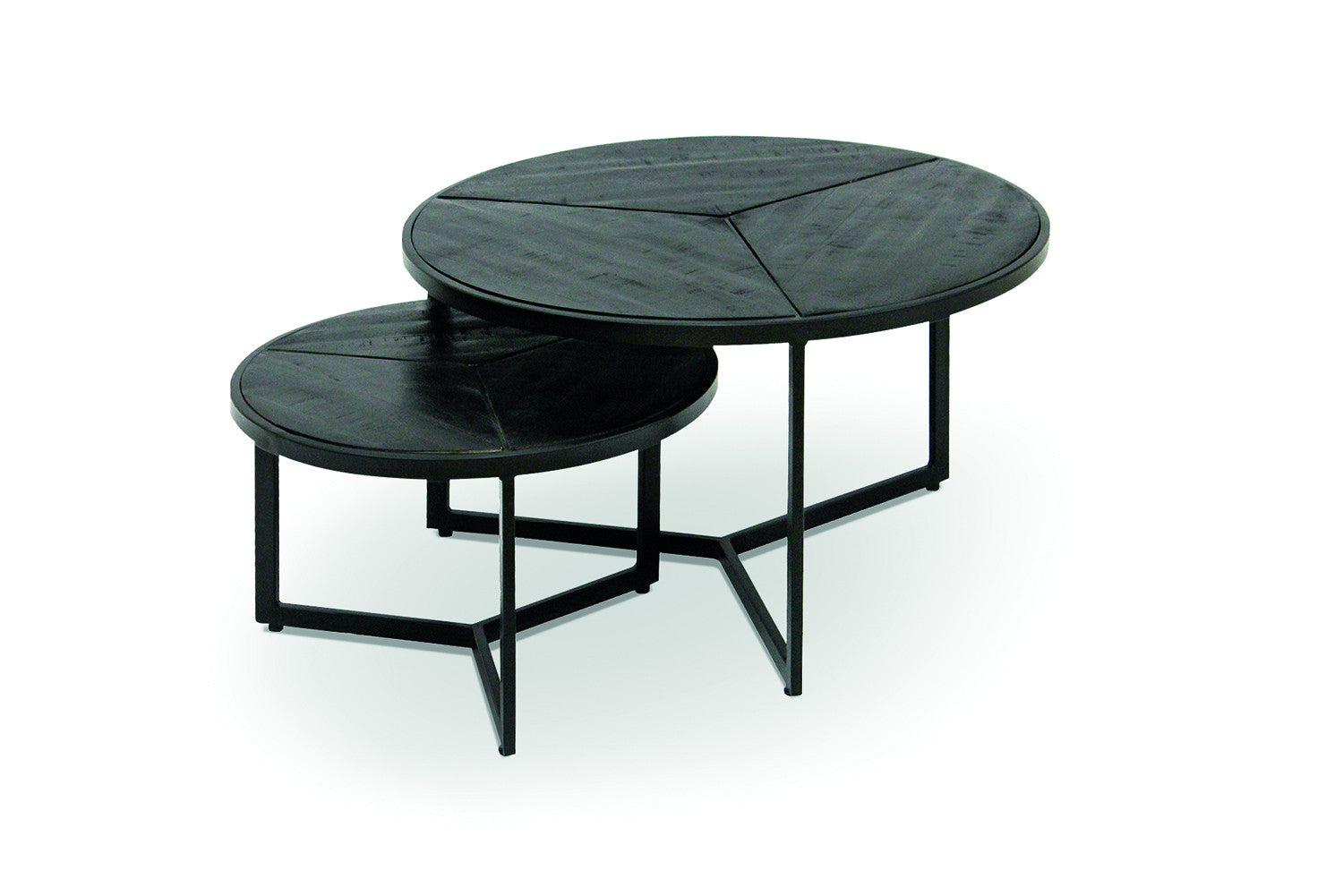 Rousseau - Salontafel Laveu 2-delig Mango hout zwart - 40x70x70cm