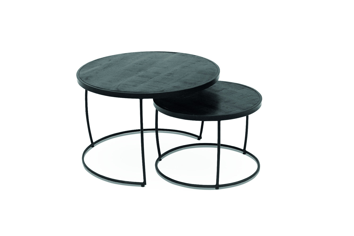 Rousseau - Salontafel Lars 2-delig Mango hout zwart - 43x65x65cm