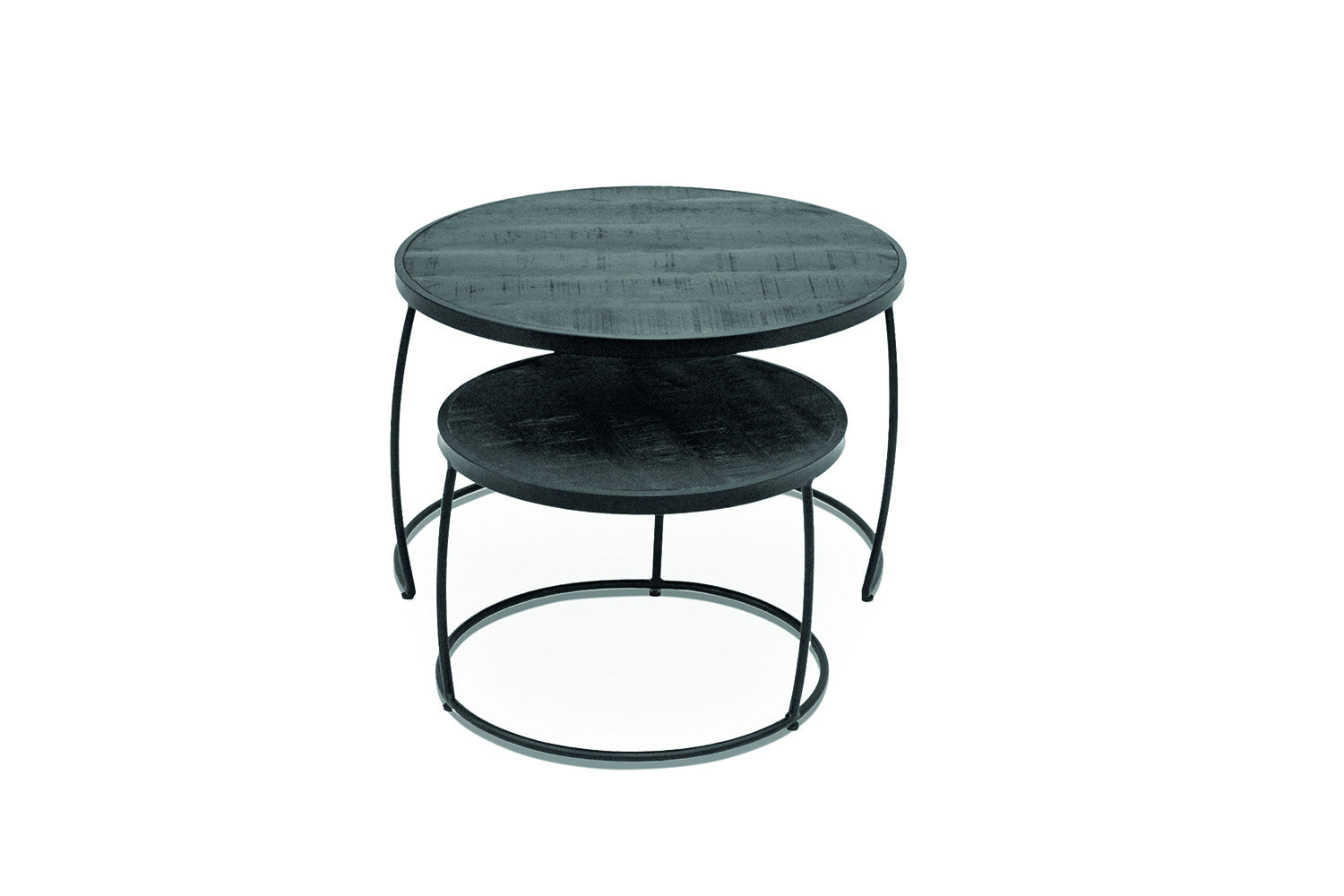 Rousseau - Salontafel Lars 2-delig Mango hout zwart - 43x65x65cm