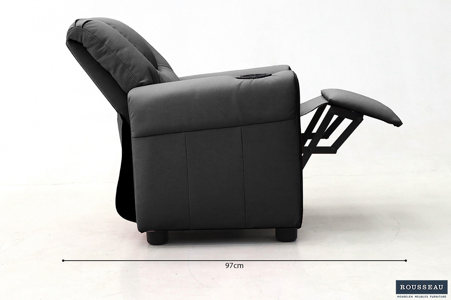 Rousseau - Mini-Relax Rene - réglable manuellement PU Noir - 65x97x42 cm