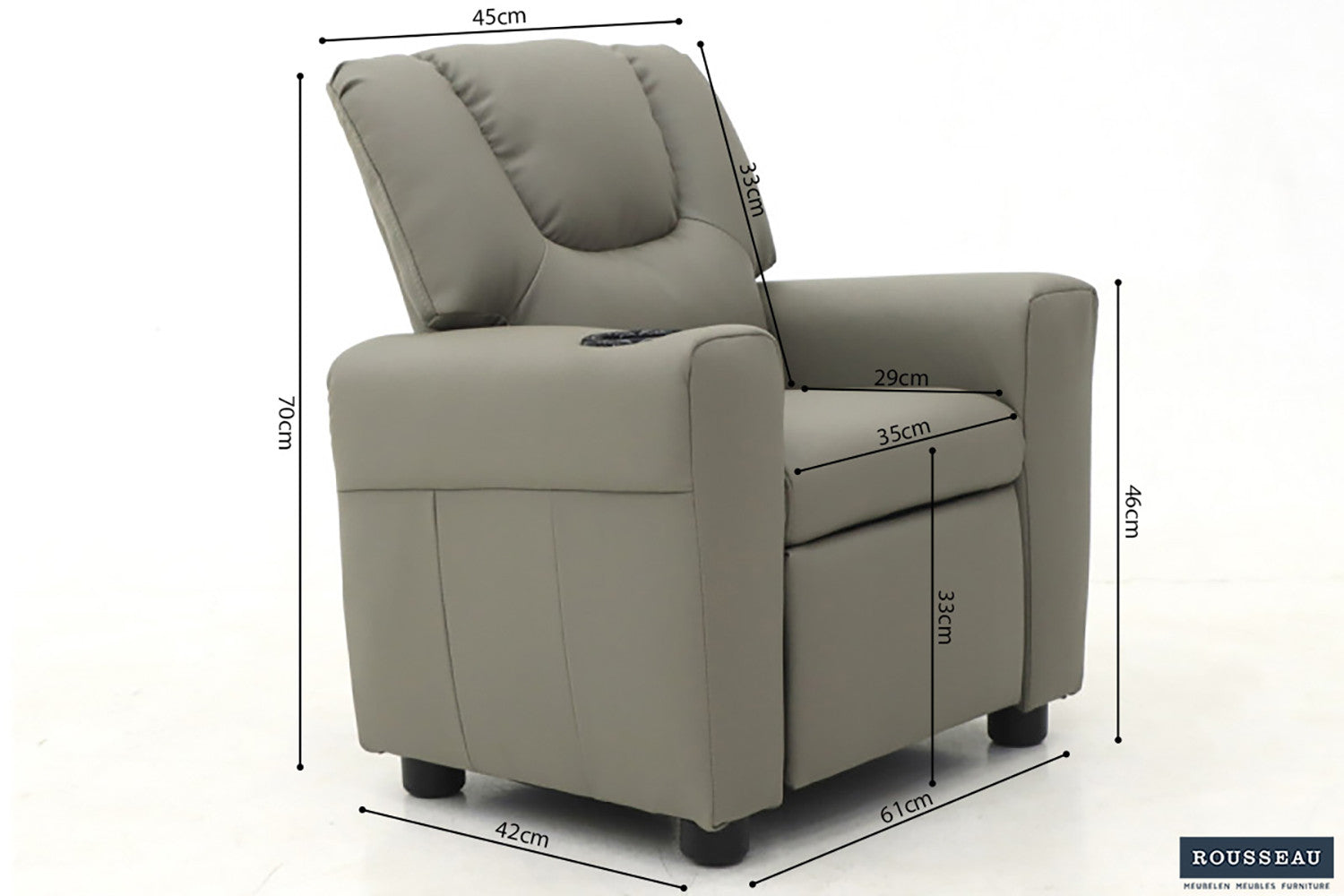 Rousseau - Mini-Relax Rene - réglable manuellement PU Gris - 65x97x42 cm