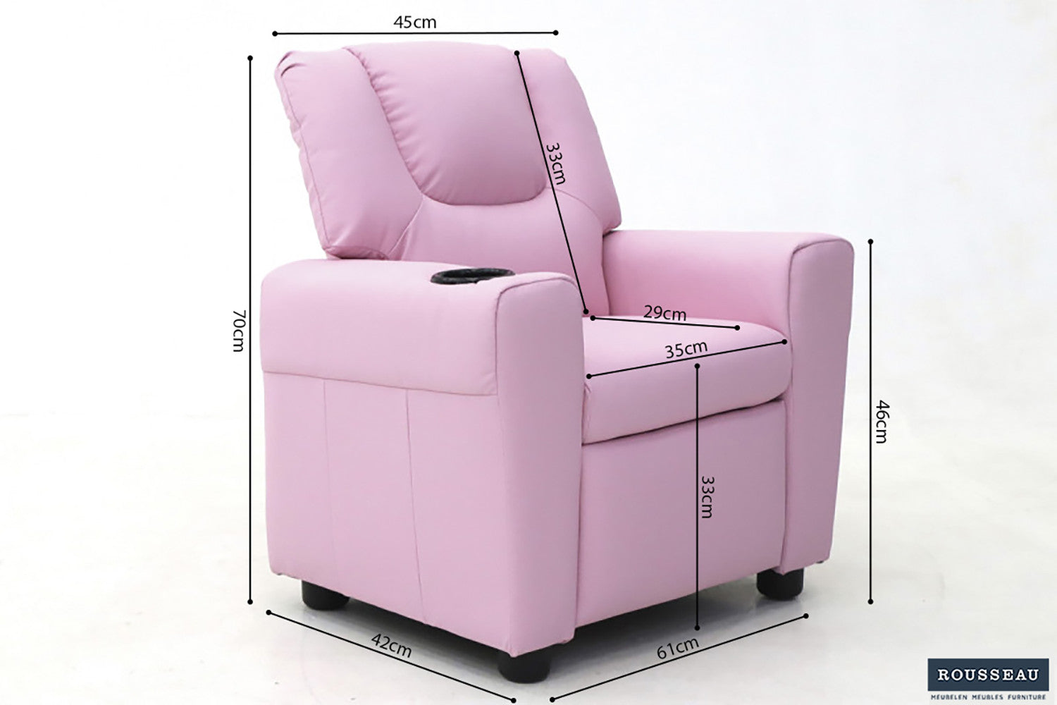 Rousseau - Mini-Relax Rene - réglable manuellement PU Rose - 65x97x42 cm