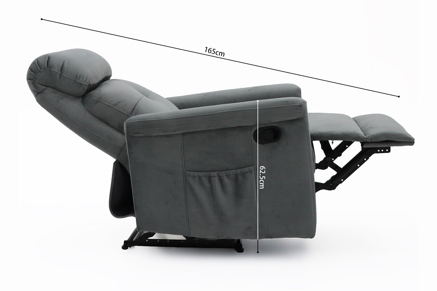 Rousseau - Relax Wuhan manueel verstelbaar Stof Grijs - 105x78x86 cm