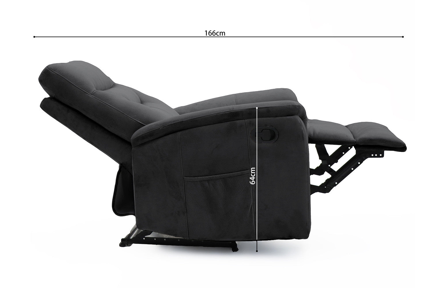Rousseau - Relax Breda manueel verstelbaar Stof Zwart - 100x78.5x96 cm