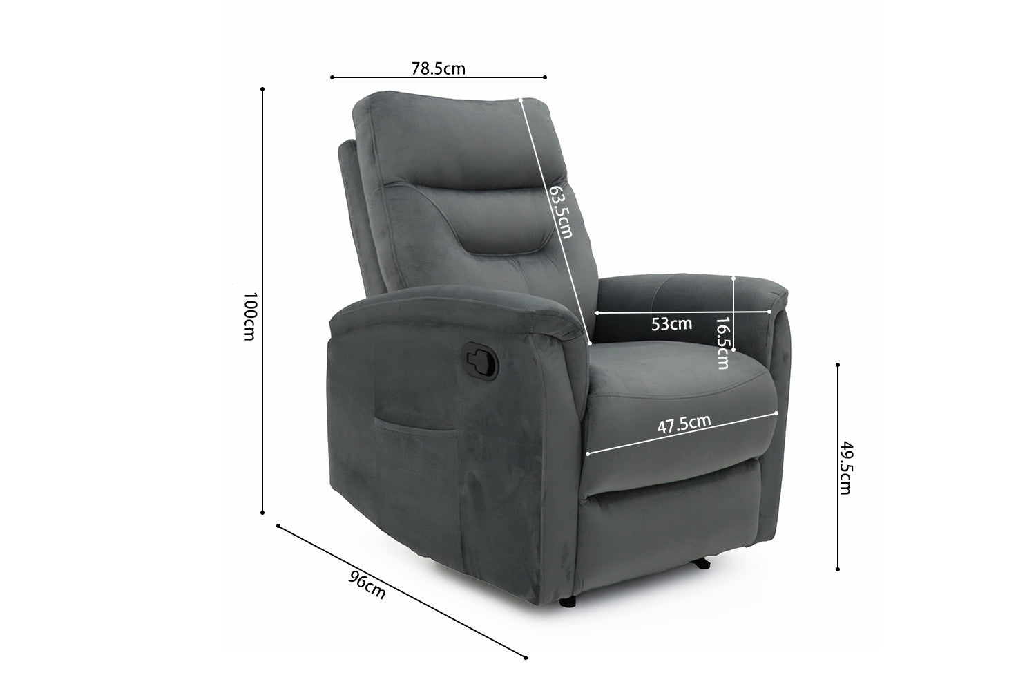 Rousseau - Relax Breda manueel verstelbaar Stof Grijs - 100x78.5x96 cm