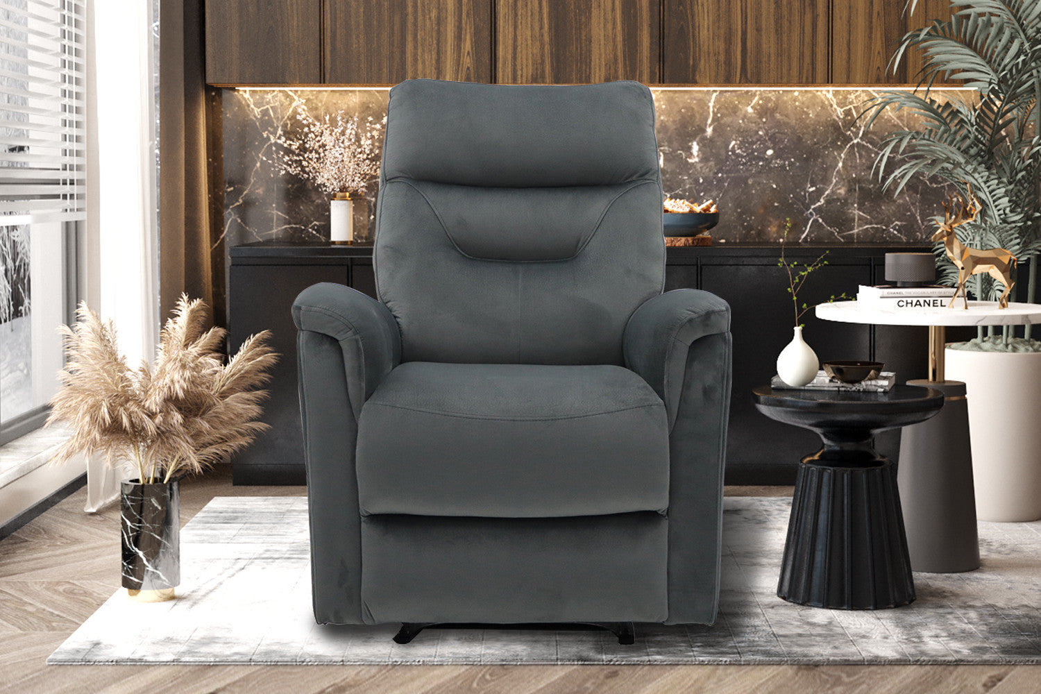 Rousseau - Relax Breda réglable manuellement Tissu Gris - 100x78,5x96 cm