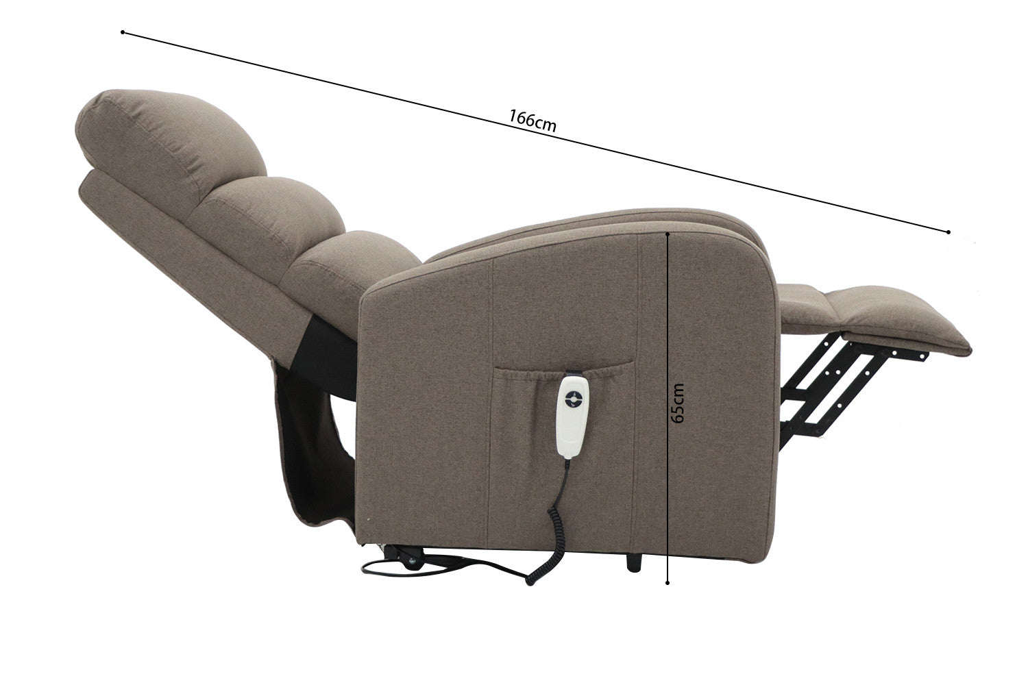Rousseau - Electrische relax met lift Bruges Stof Taupe - 106x73x85 cm