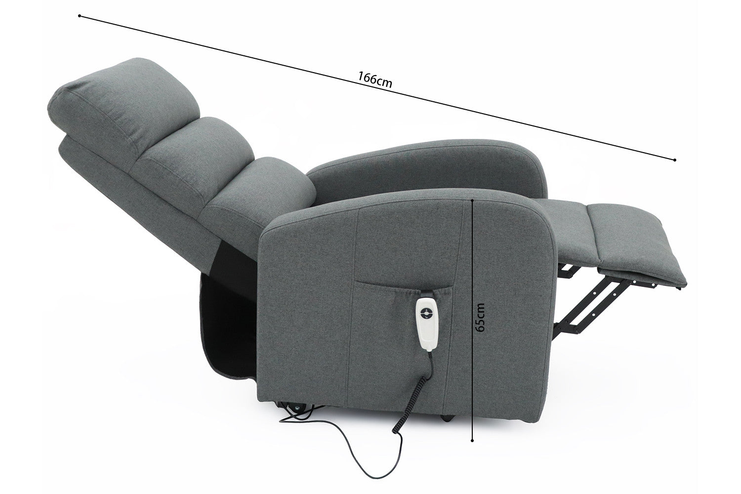 Rousseau - Electrische relax met lift Bruges Stof Donkergrijs - 106x73x85 cm