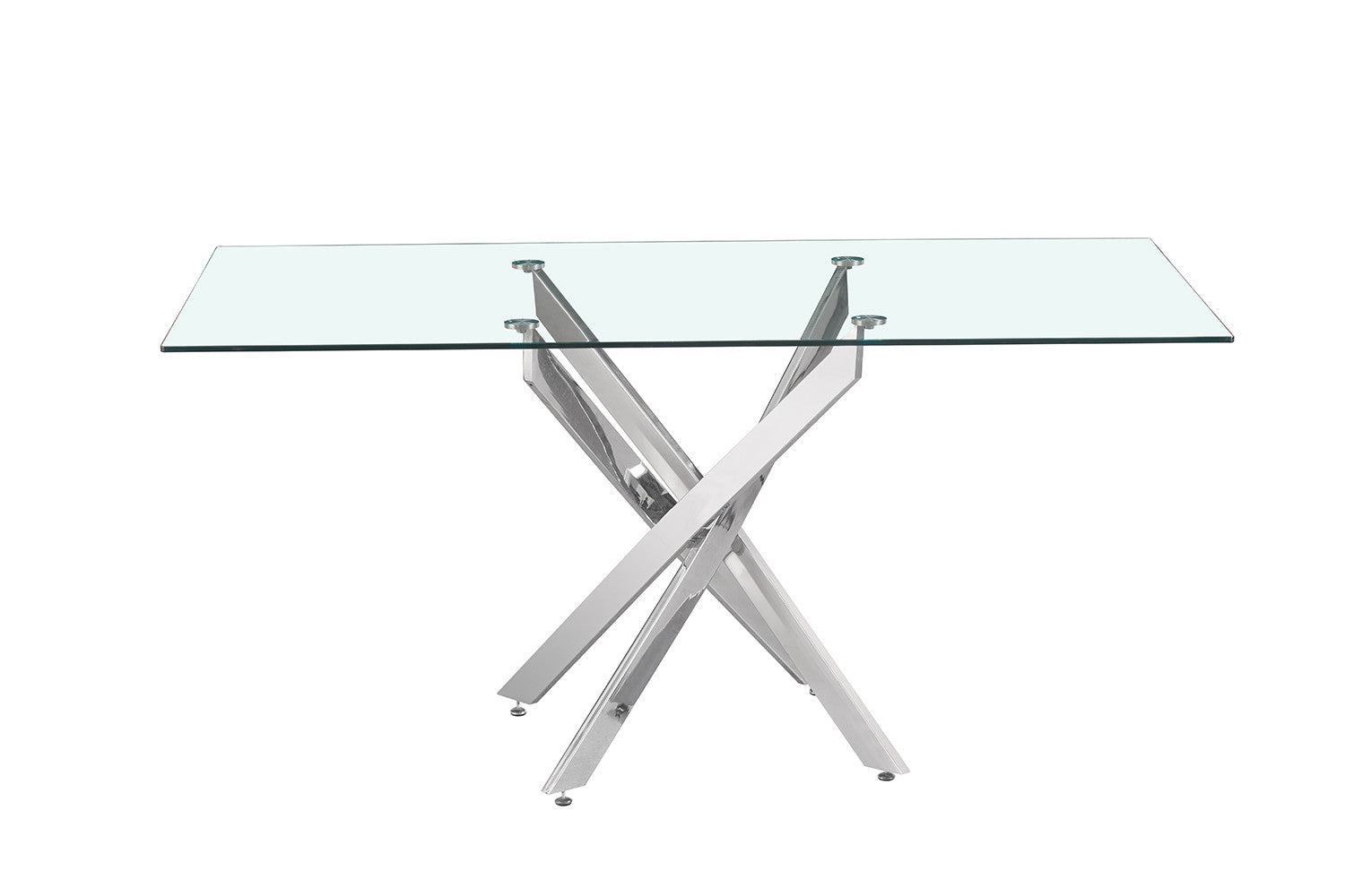 Rousseau - Tafel Lasi 160 cm Glas, Poten Chroom - 75x160x90 cm