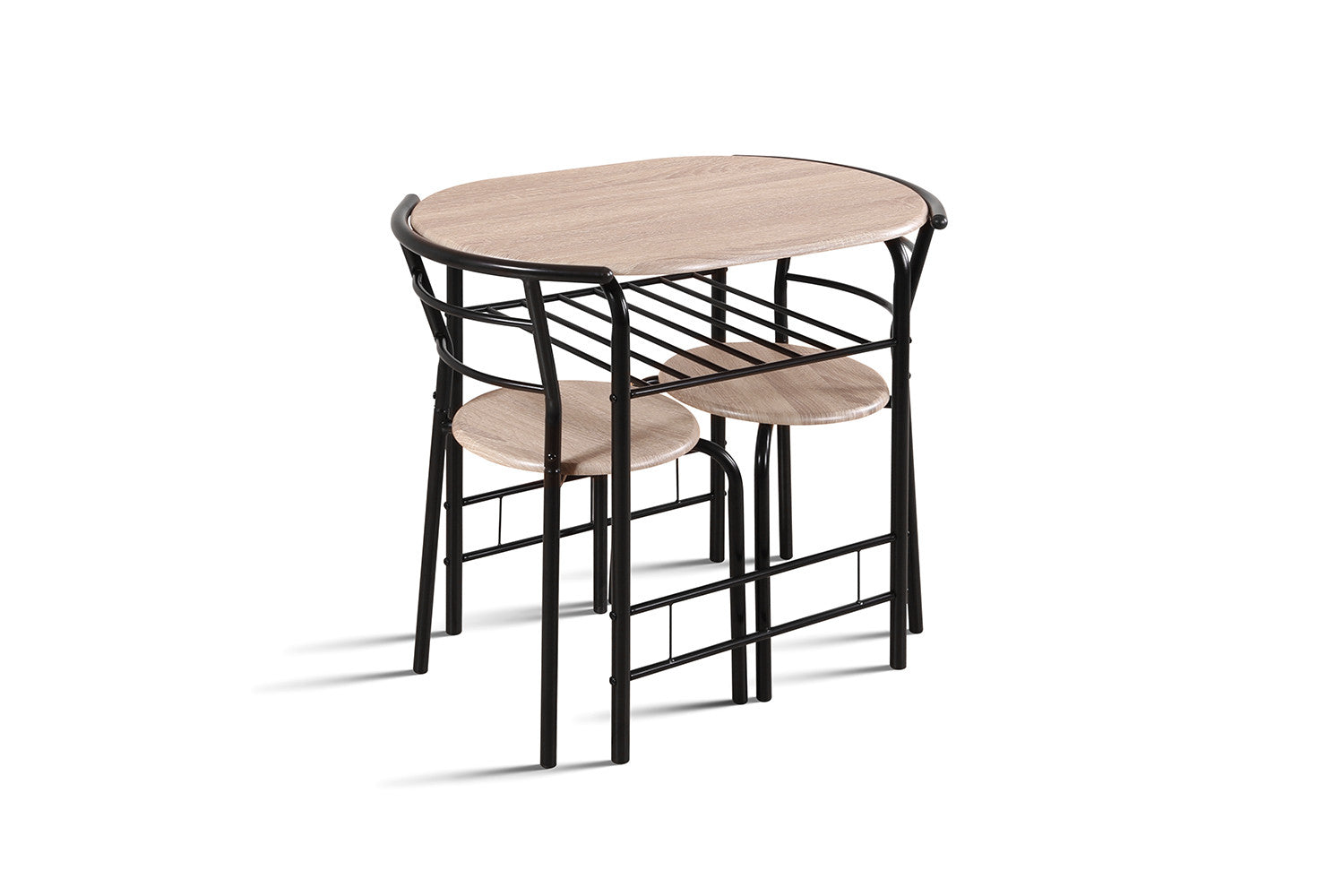 Rousseau - Tafelset Adam Zwart metaal Decor sonoma - 74x80x53cm