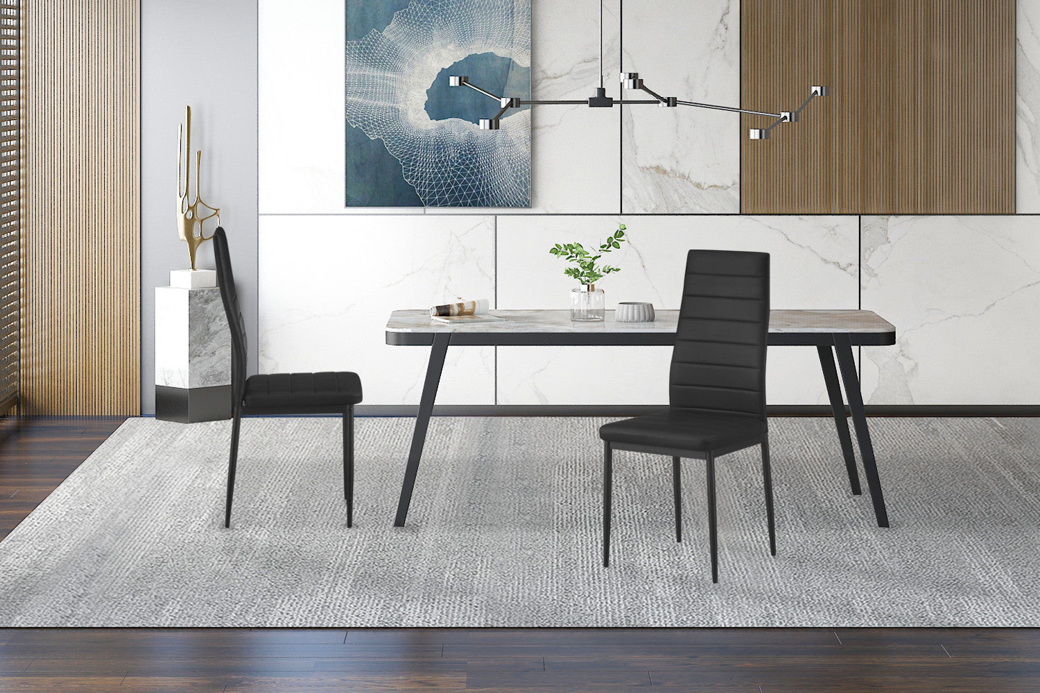 Rousseau - Set van 4 stoelen Cato/Kenzo PU Zwart - 96x41x48 cm