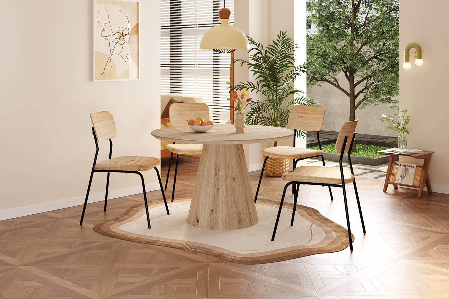 Rousseau - Tafel Tigo 120 cm Rond Decor Oude eik - 75x120x120cm
