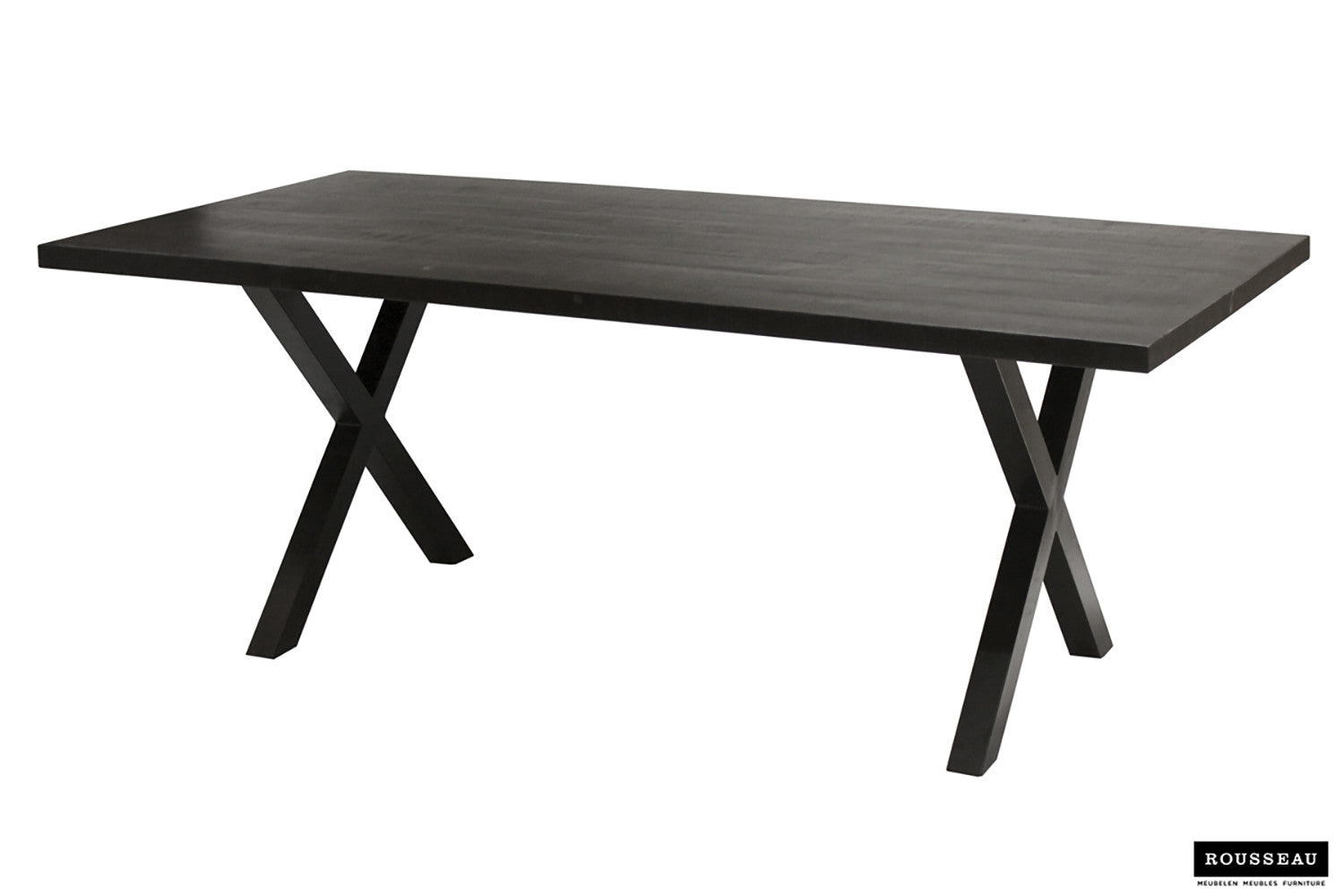 Rousseau - Tafel Elena 200 cm Rechthoekig Mango hout zwart - 76x200x100cm