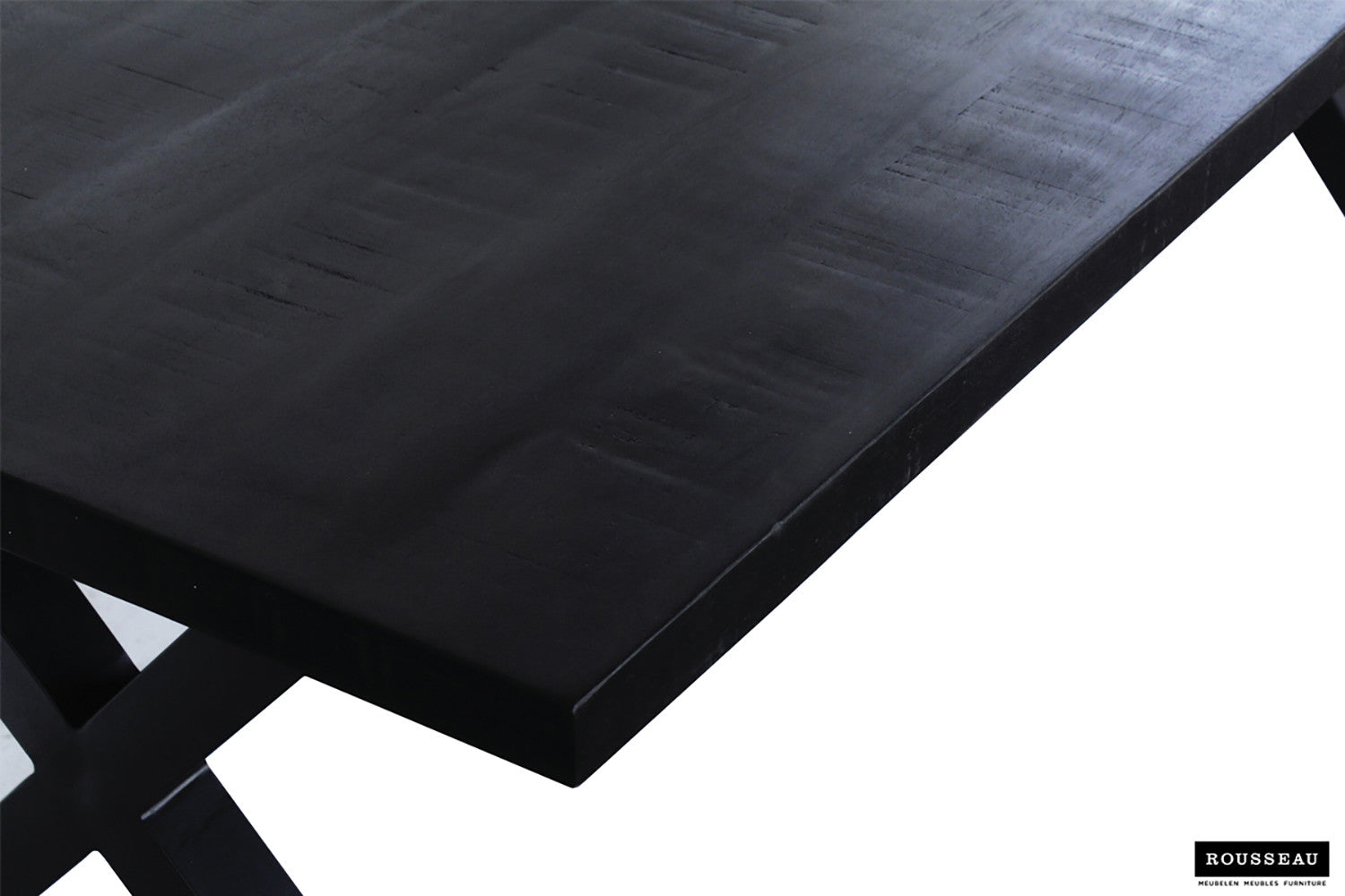 Rousseau - Tafel Elena 200 cm Rechthoekig Mango hout zwart - 76x200x100cm