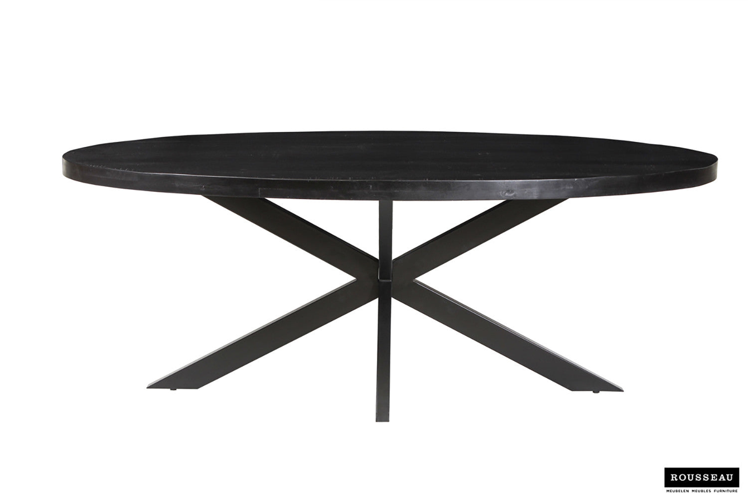 Rousseau - Tafel Alexa 200 cm Ovaal Mango hout zwart - 76x200x100cm