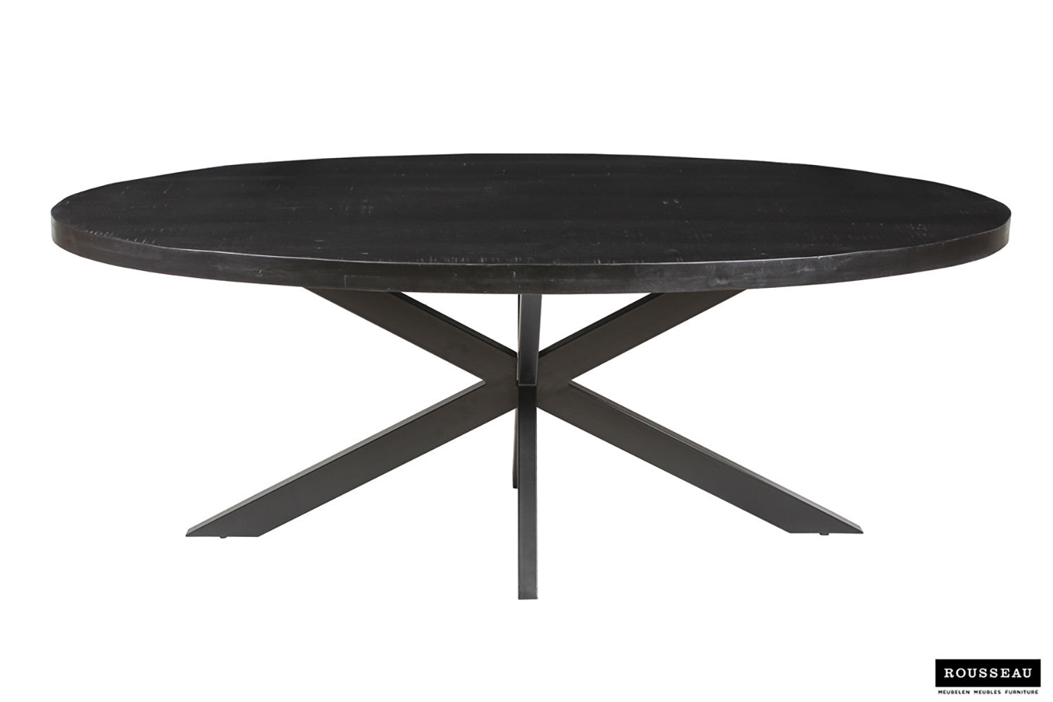 Rousseau - Tafel Alexa 200 cm Ovaal Mango hout zwart - 76x200x100cm