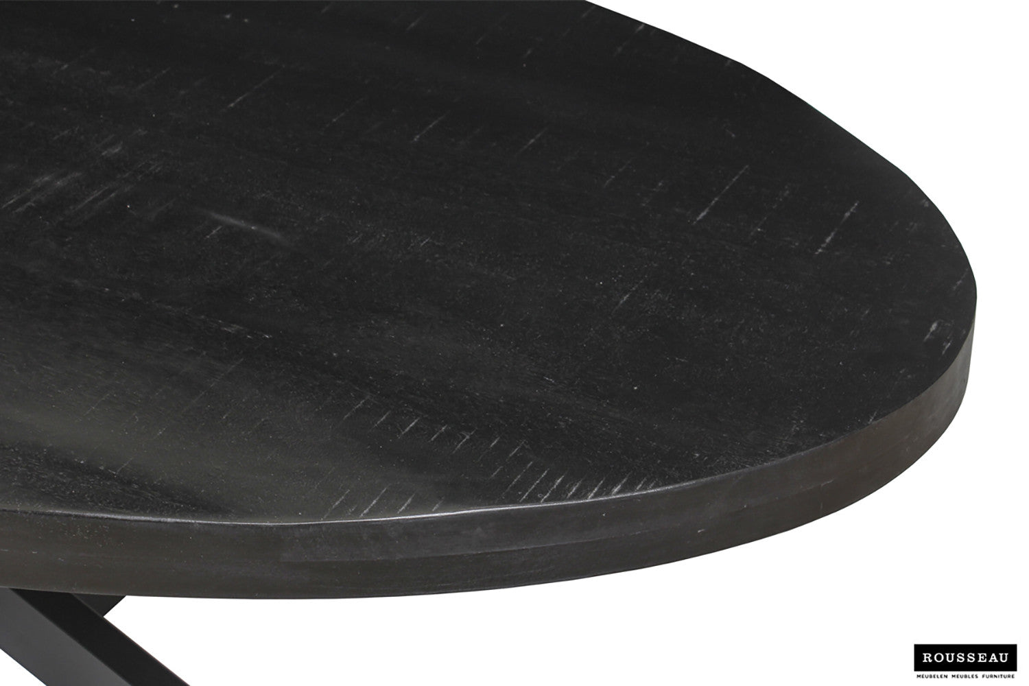 Rousseau - Tafel Alexa 200 cm Ovaal Mango hout zwart - 76x200x100cm