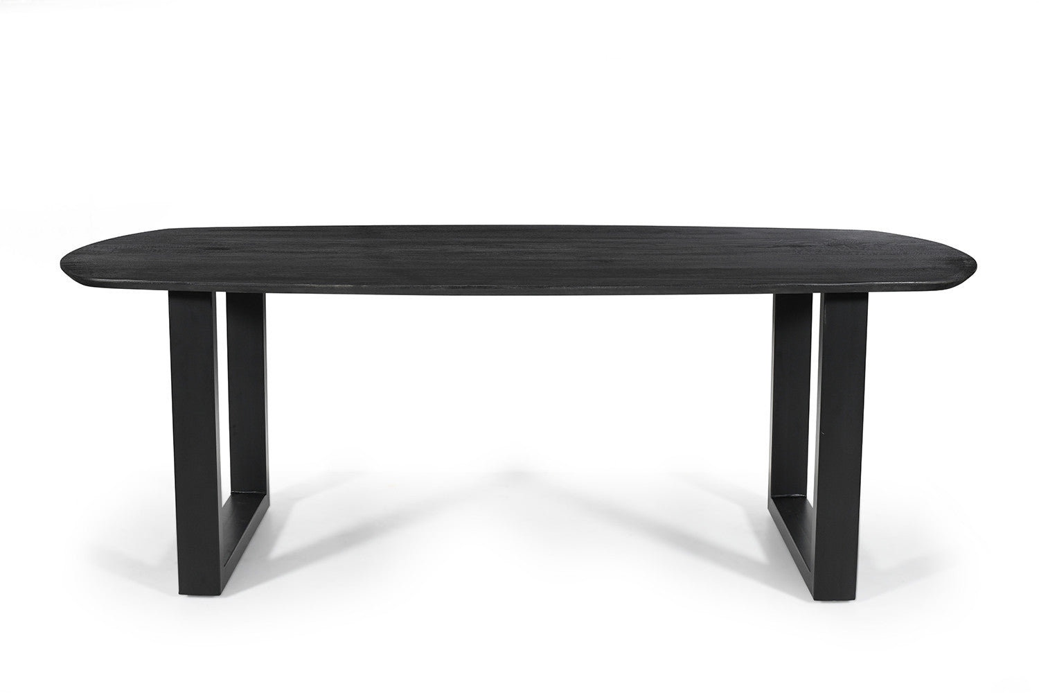 Rousseau - Tafel Tommy 220x100 cm Deens Ovaal U-Poot Mango hout Zwart - 77x220x100cm