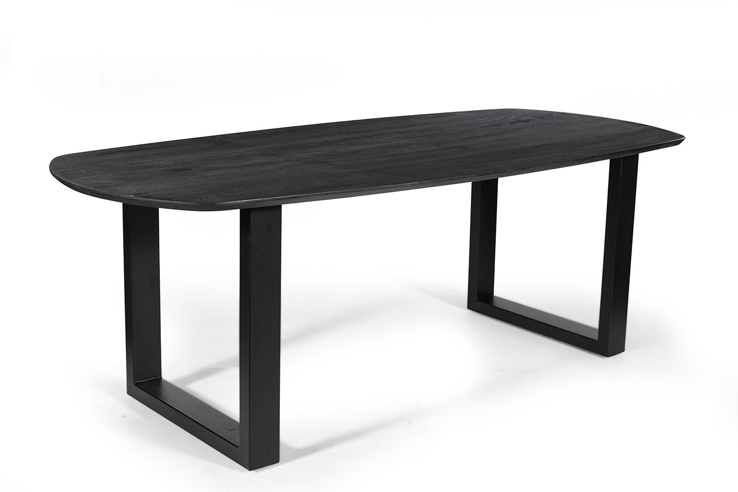Rousseau - Tafel Tommy 220x100 cm Deens Ovaal U-Poot Mango hout Zwart - 77x220x100cm