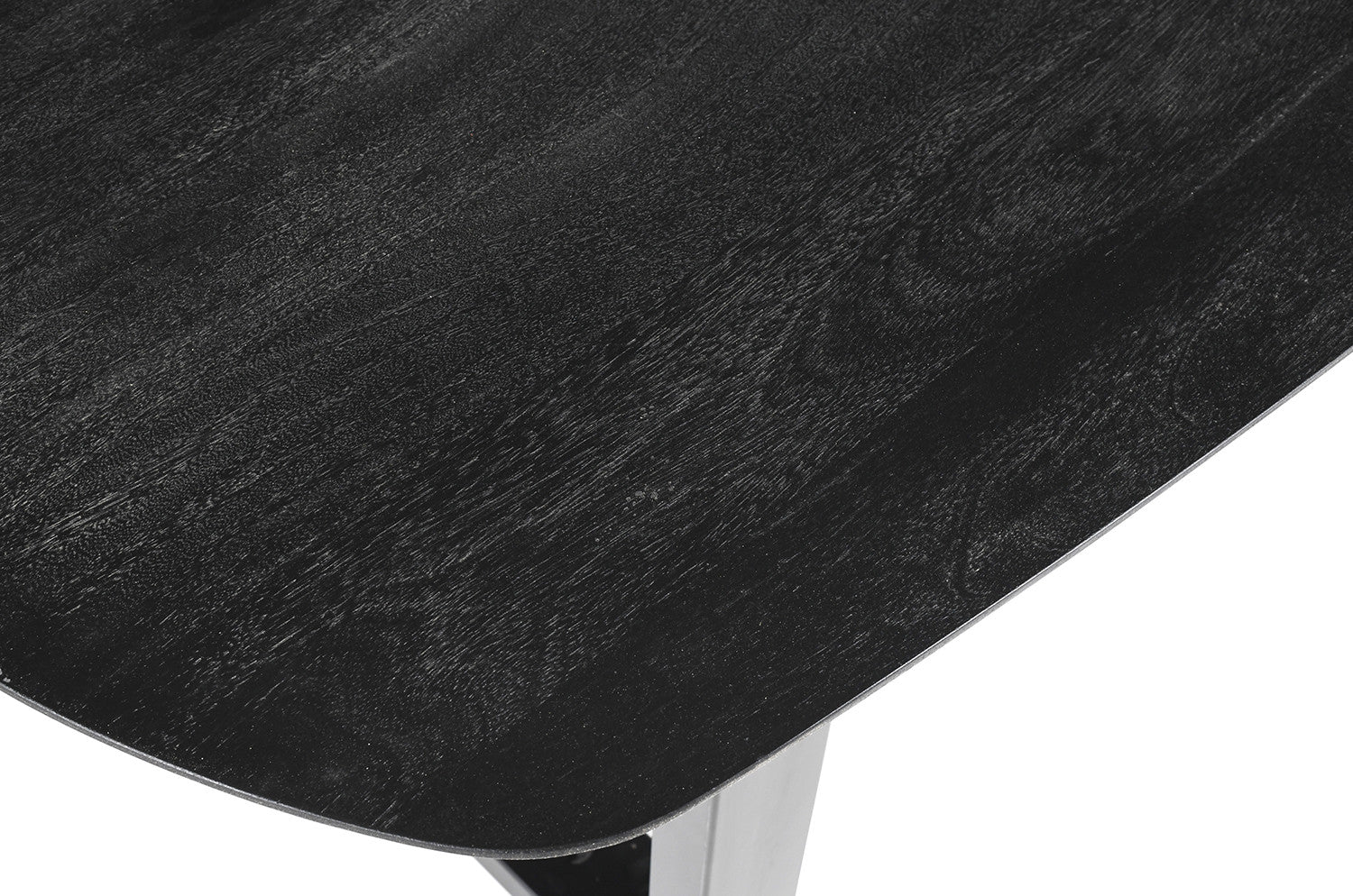 Rousseau - Tafel Tommy 220x100 cm Deens Ovaal U-Poot Mango hout Zwart - 77x220x100cm