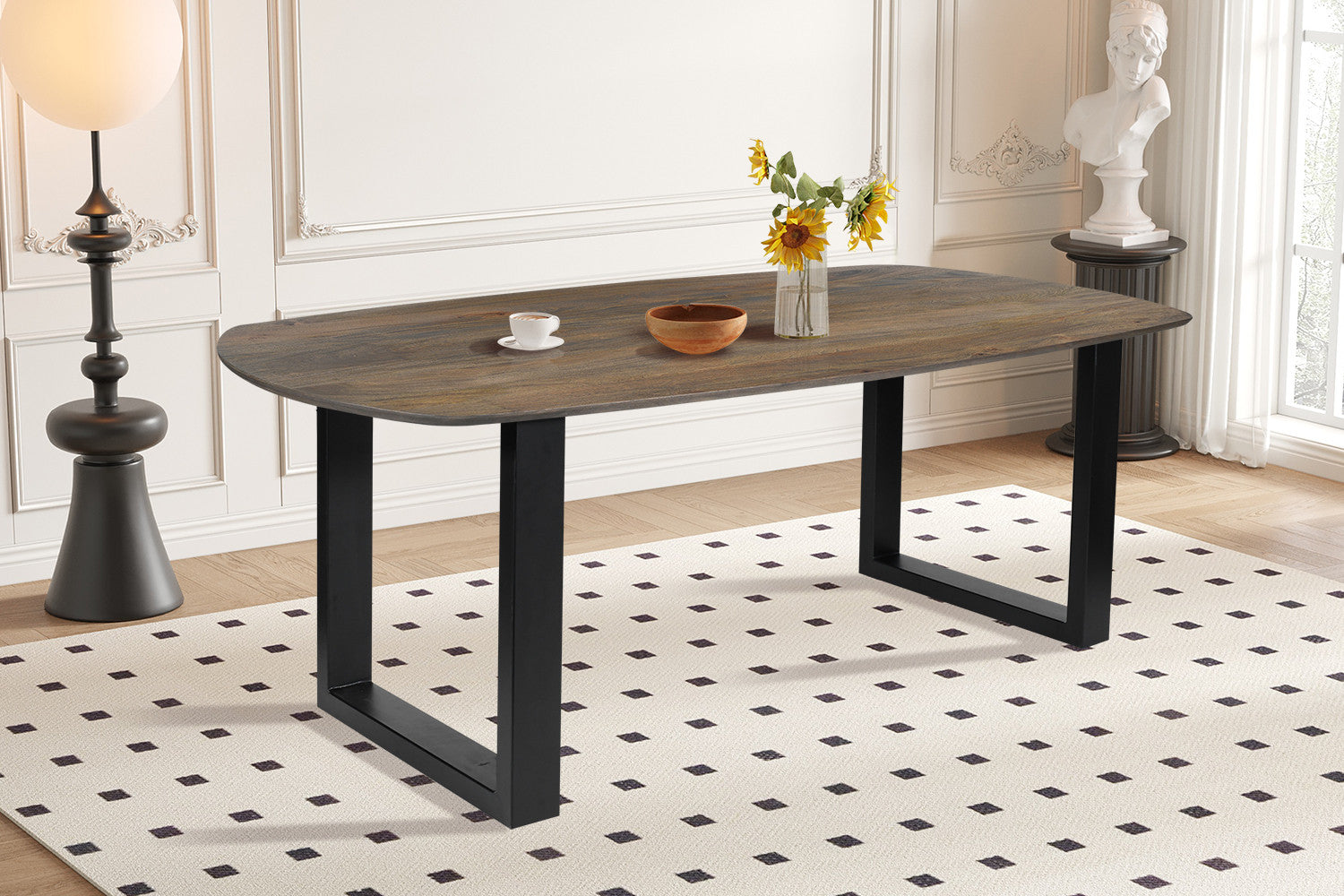 Rousseau - Tafel Tommy 220x100 cm Deens Ovaal U-Poot Mango hout Tabaco - 77x220x100cm