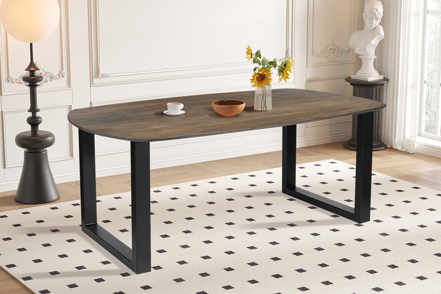 Rousseau - Tafel Tommy 220x100 cm Deens Ovaal U-Poot Mango hout Tabaco - 77x220x100cm