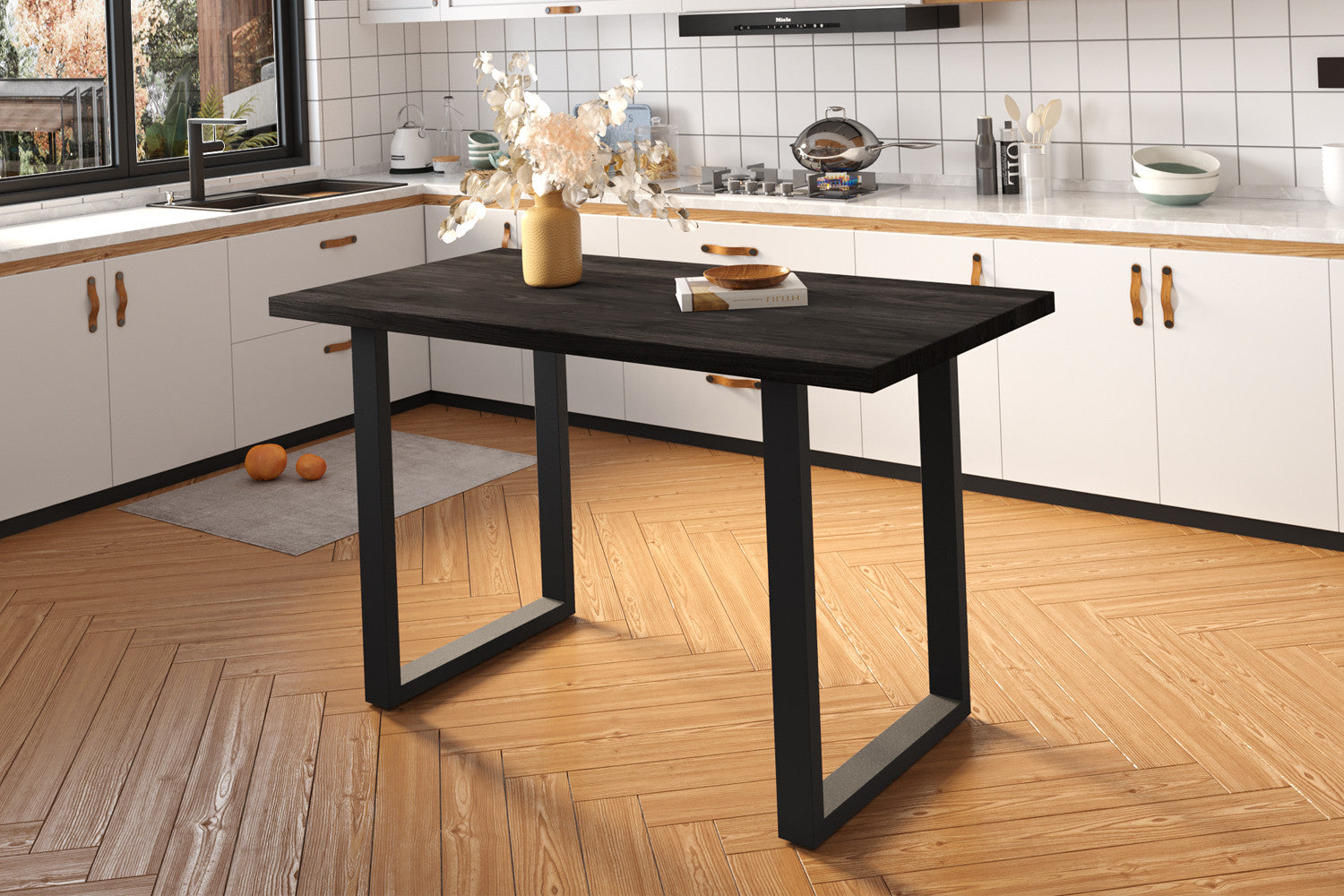 Rousseau - PROMO - Countertafel Nicola 160 cm Mango hout zwart - H 93cm - 93x160x80cm