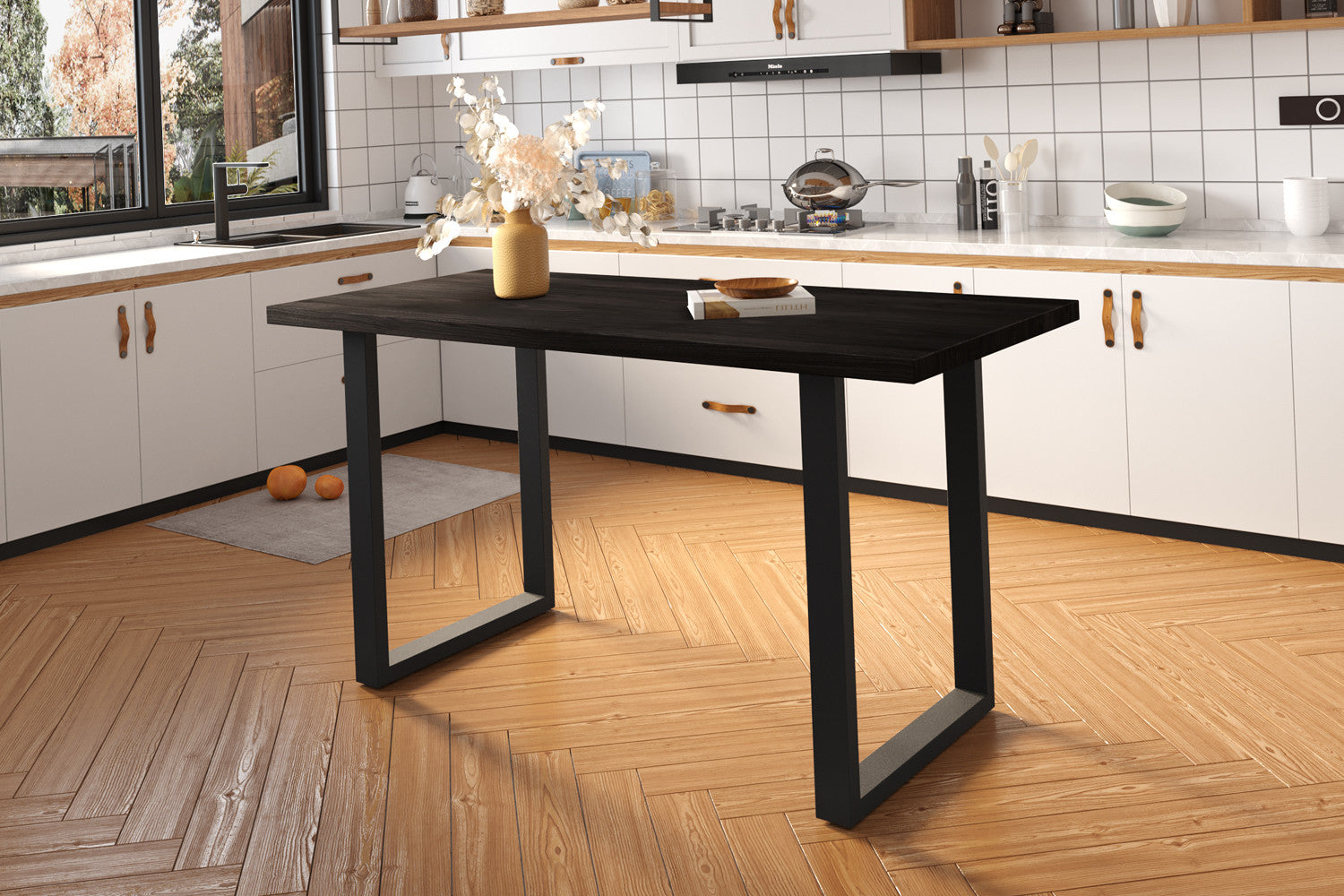 Rousseau - PROMO - Countertafel Nicola 180 cm Mango hout zwart - H 93cm - 93x180x80cm